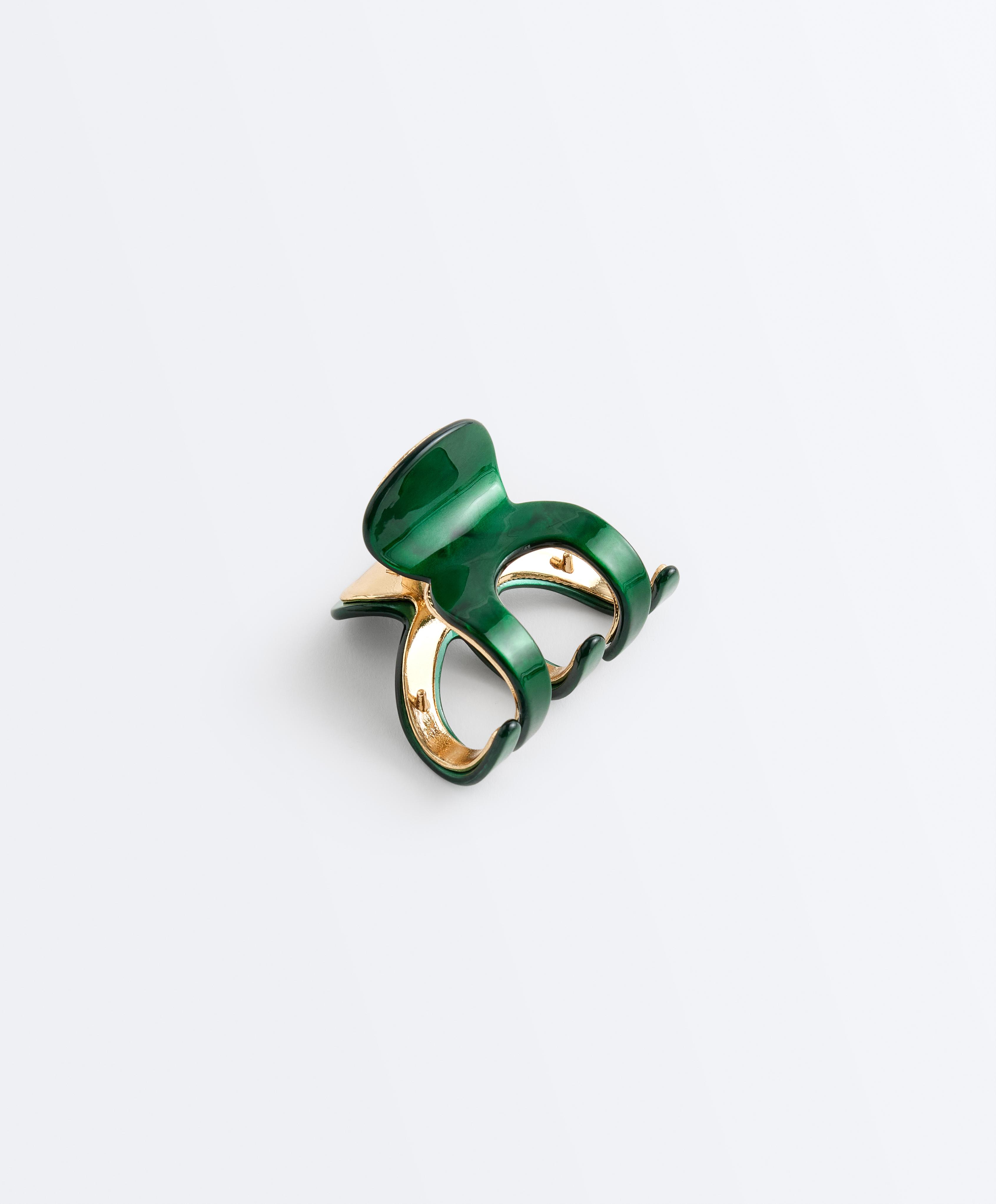 Medium metallic hair clip — DARK EMERALD
