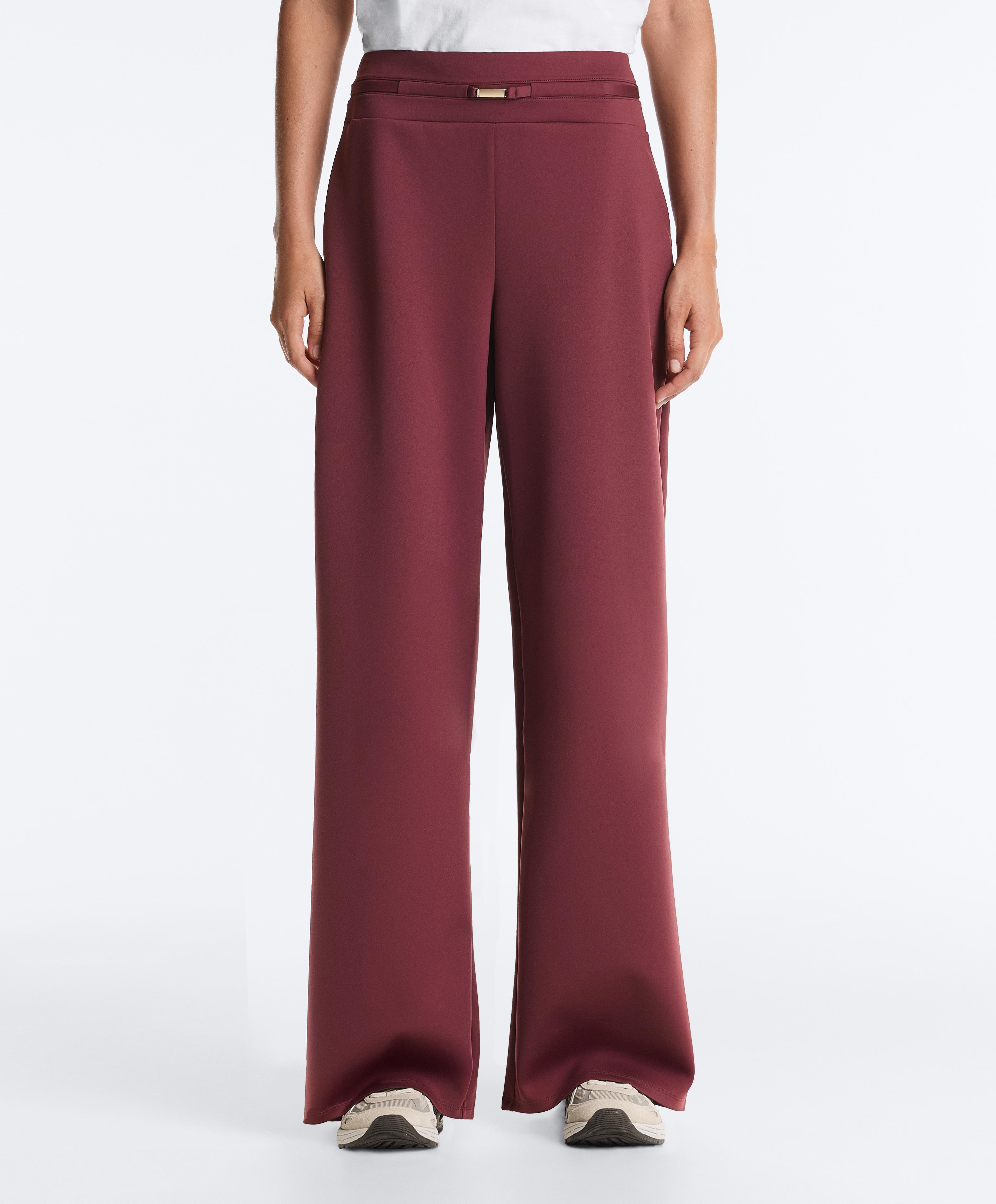 Neoprene-effect wide-leg trousers — CHERRY