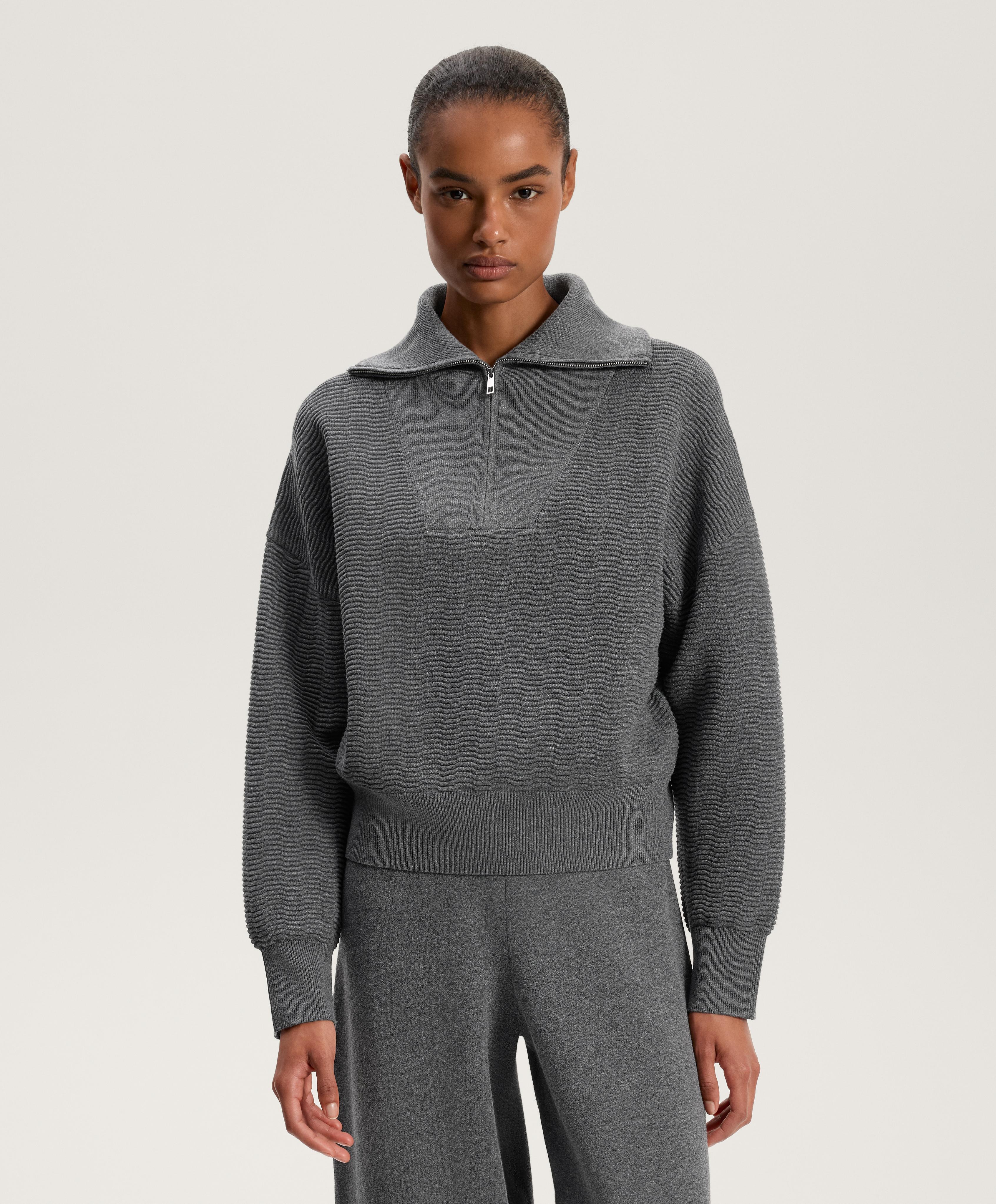 Pullover in maglia strutturata con mezza zip