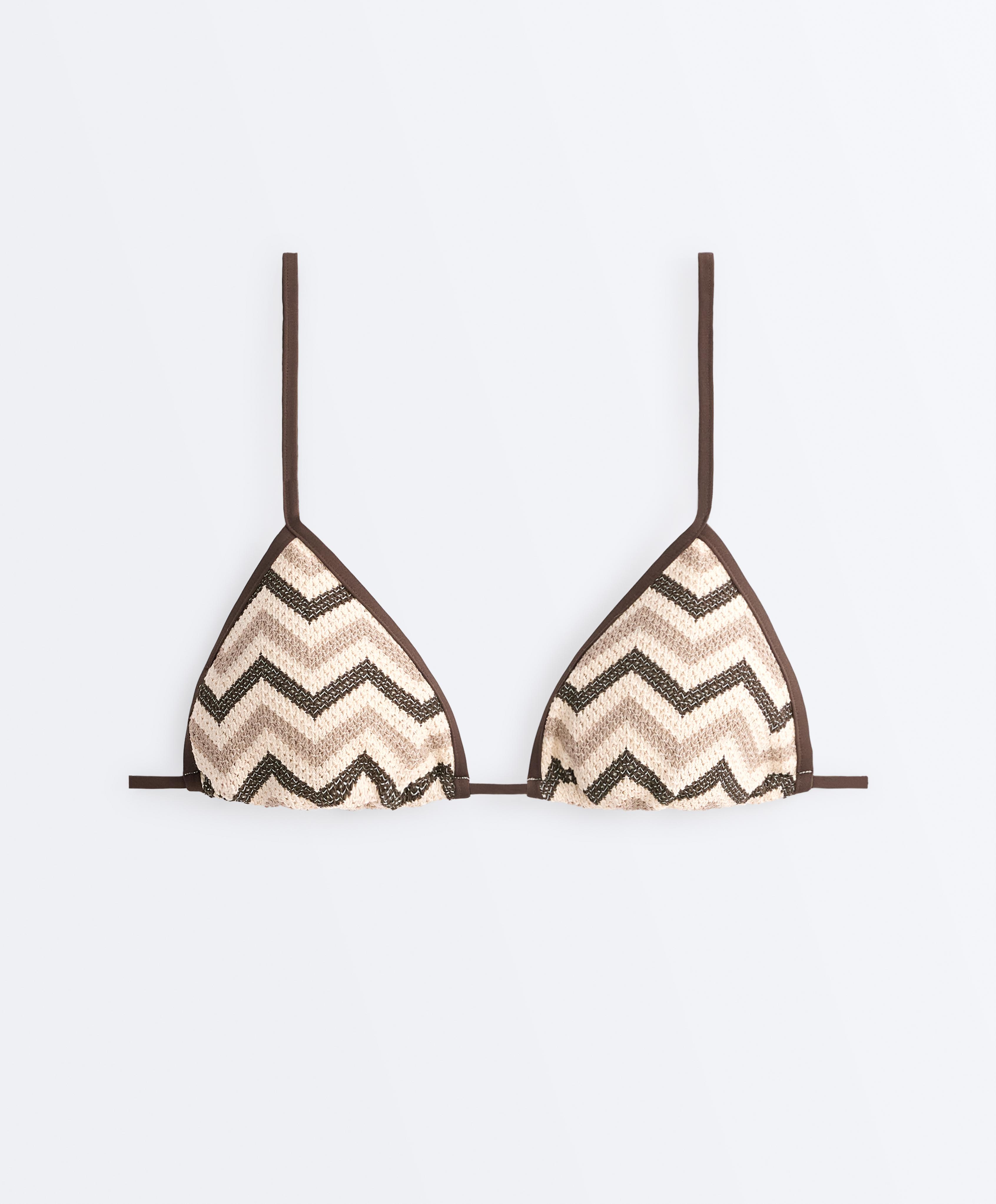 Zigzag crochet triangle bikini — ECRU