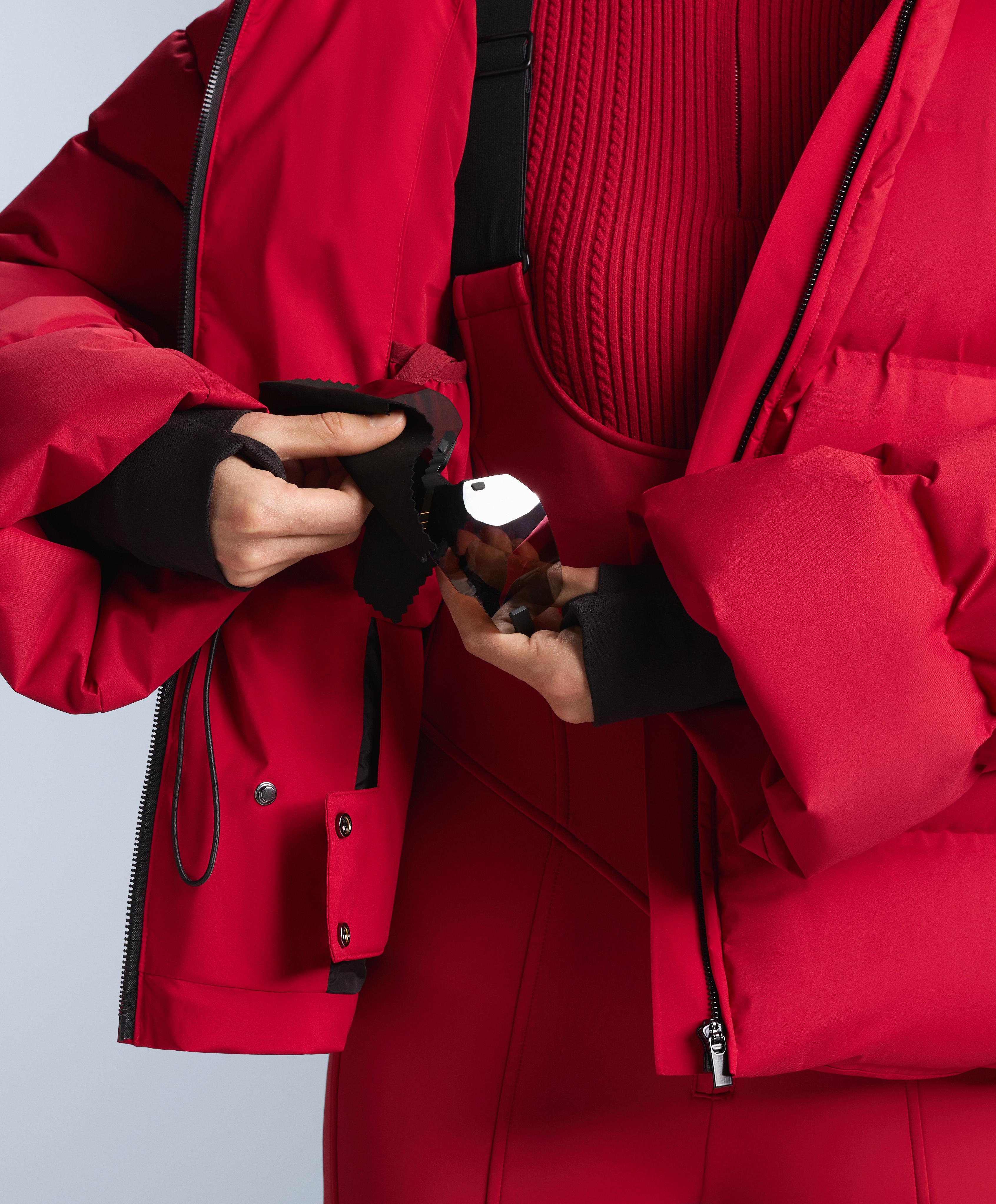 Lightweight padded jacket with 80% down and 20% MINARDI PIUME SKI water-resistant filling — RED