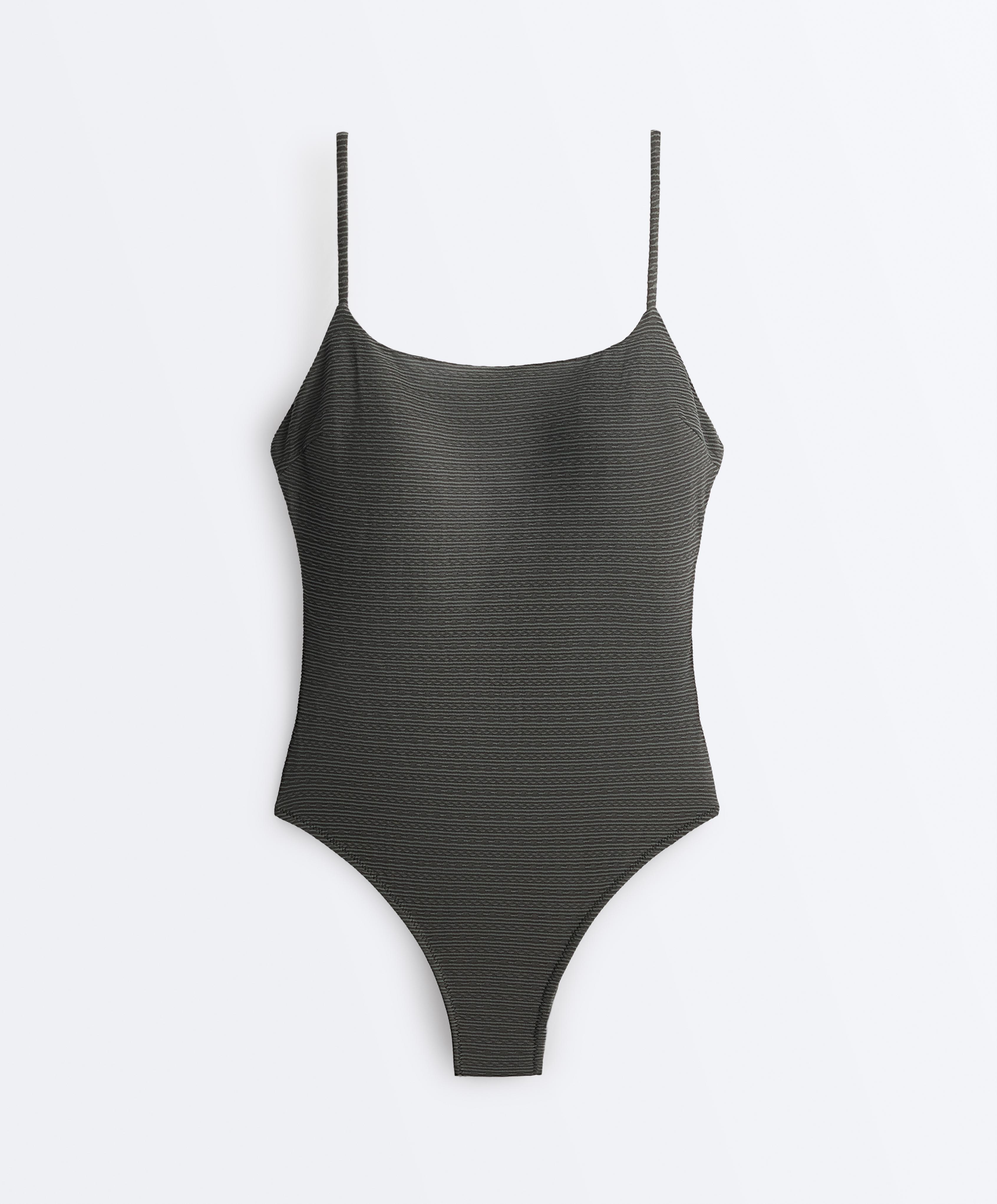 Faded effect jacquard swimsuit — WASHED ANTHRACITE