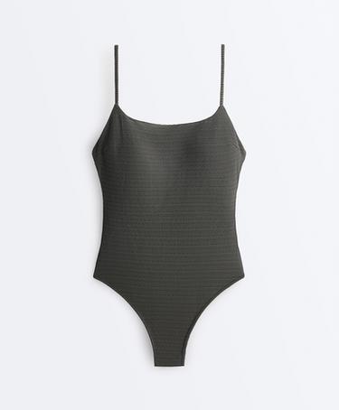 Faded effect jacquard swimsuit — WASHED ANTHRACITE 8