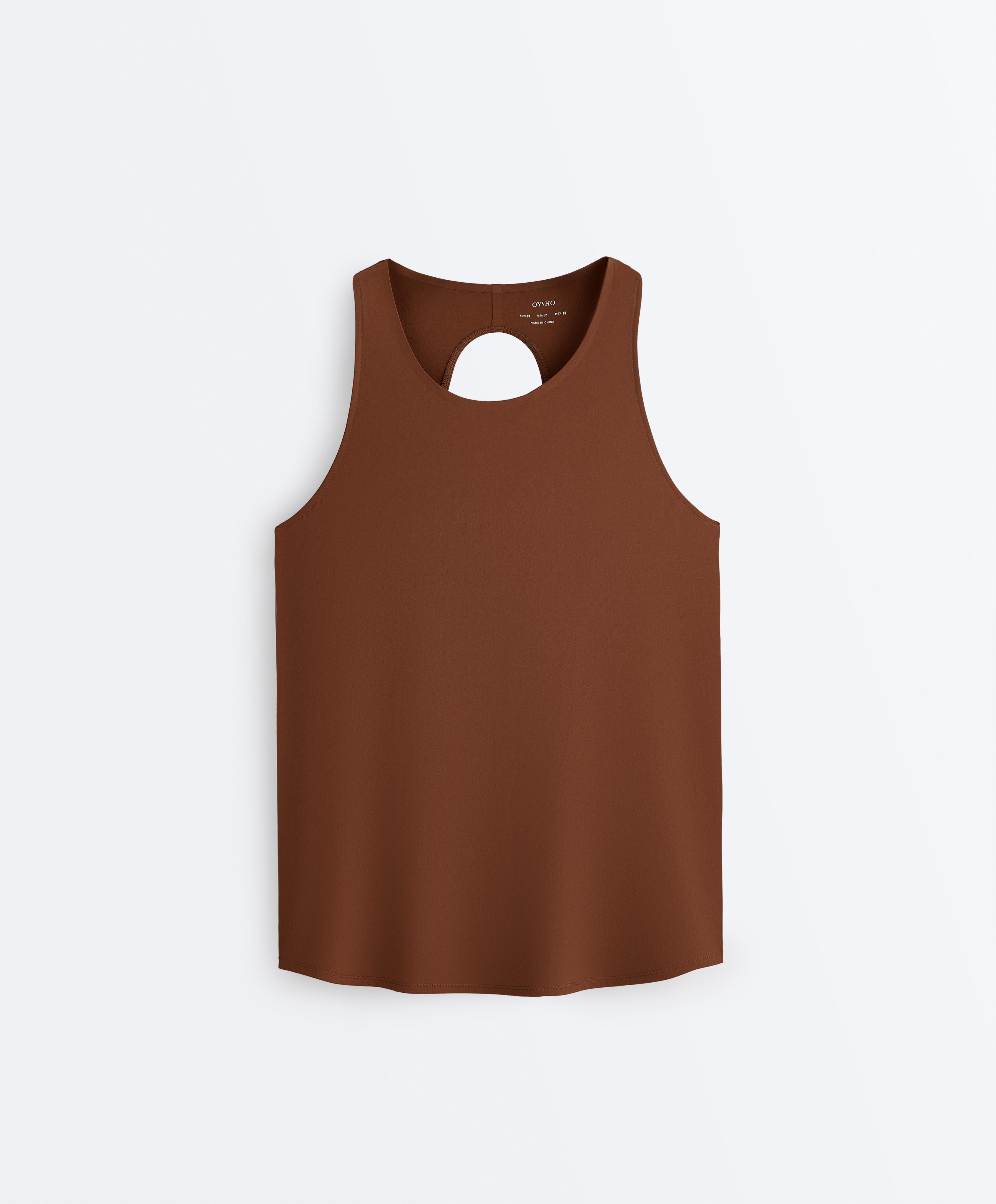 Comfortlux cross-back T-shirt — COFFEE
