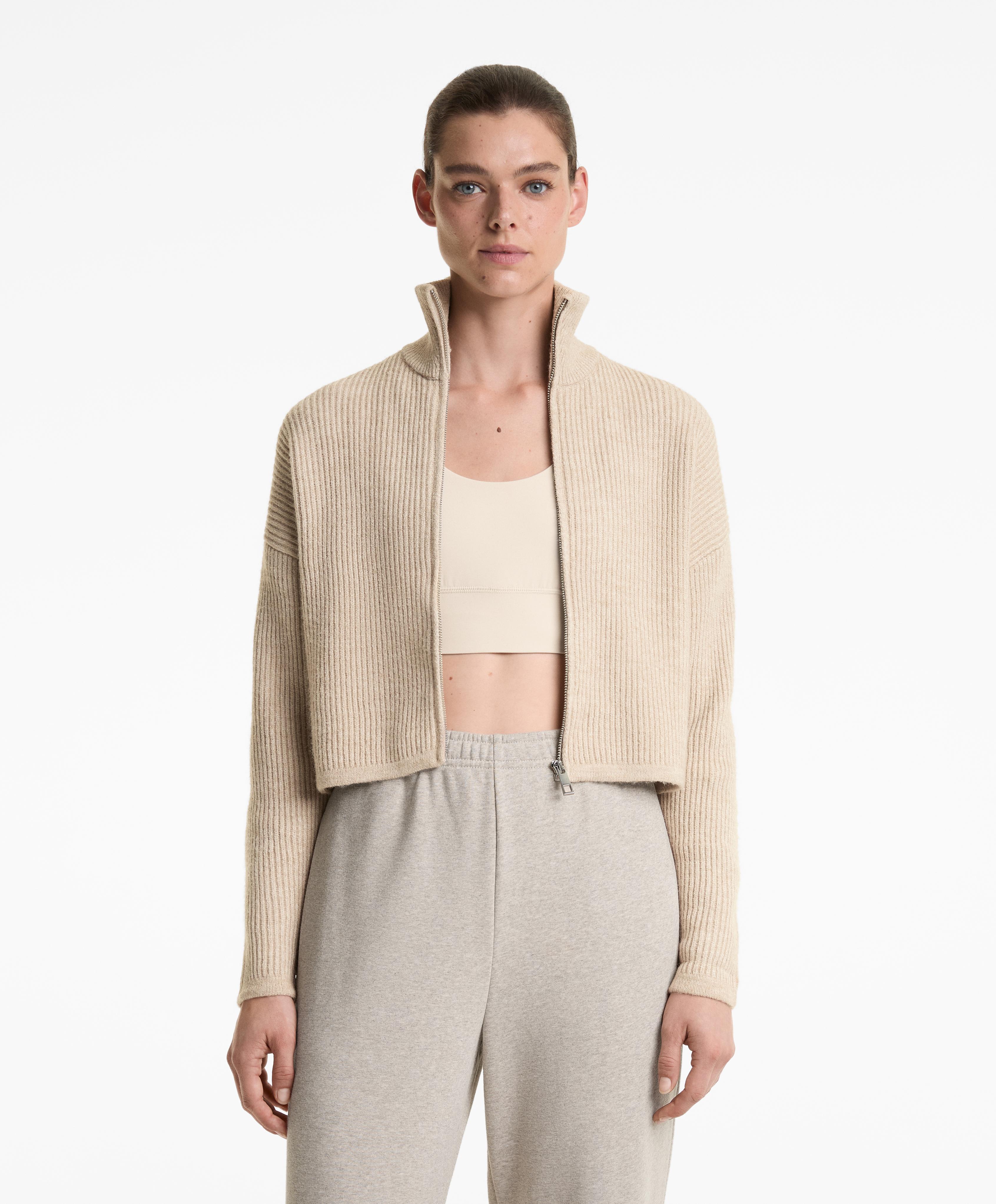 Veste crop col montant maille rib Veste crop col montant maille rib