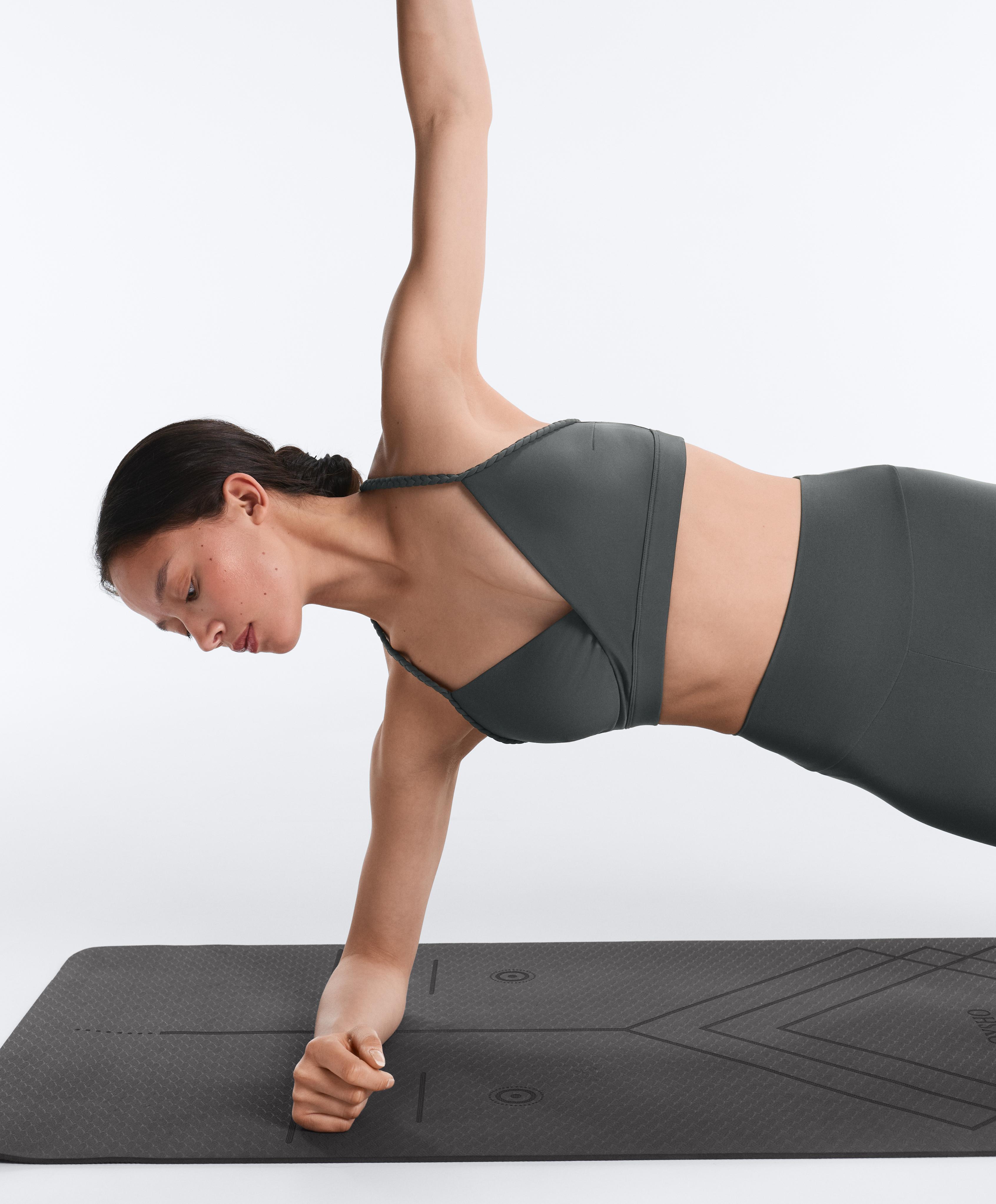 Medium-support braided Comfortlux sports bra — STEEL GREY