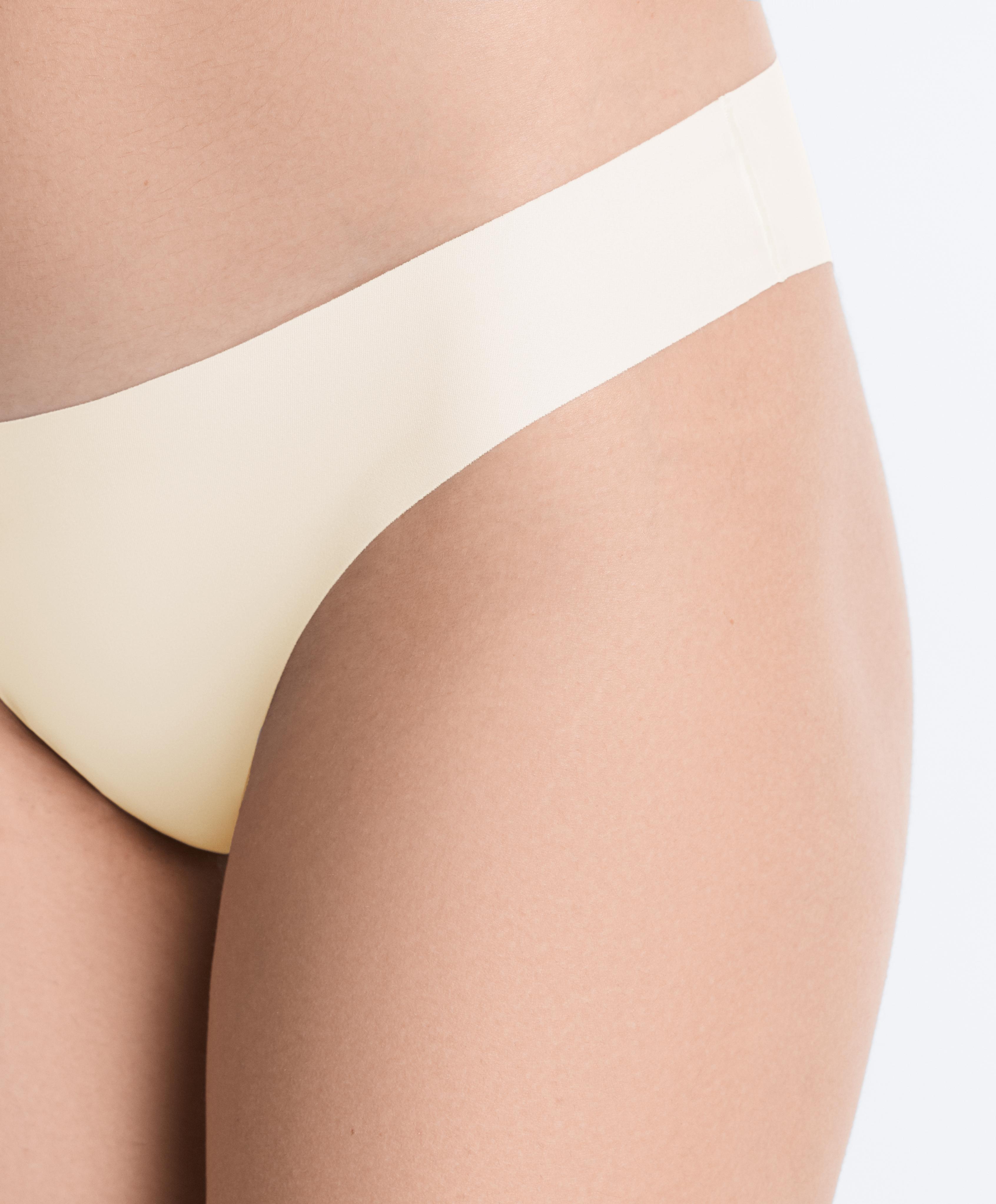 5 laser-cut invisible polyamide blend V-cut bikini briefs — MID-YELLOW