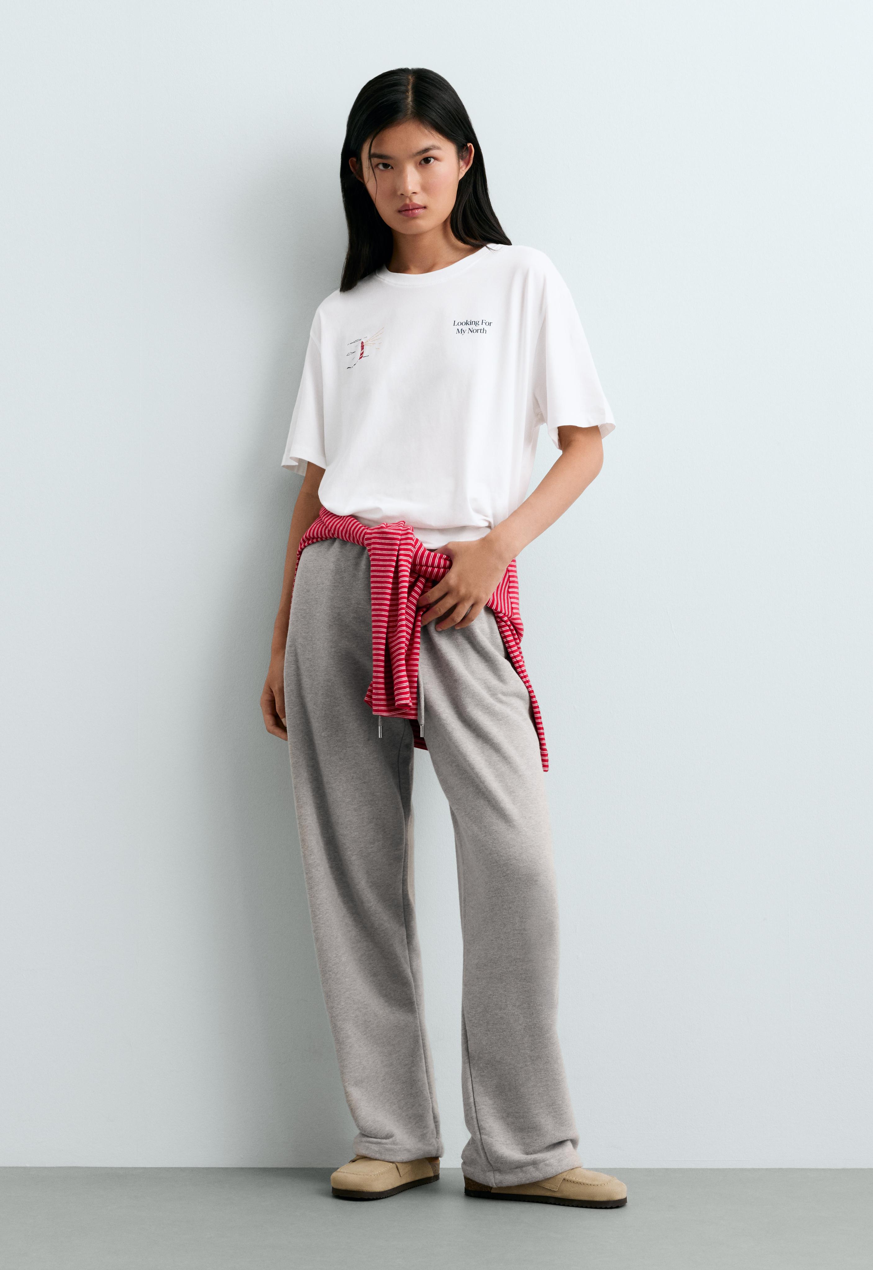Boxy print cotton blend T-shirt