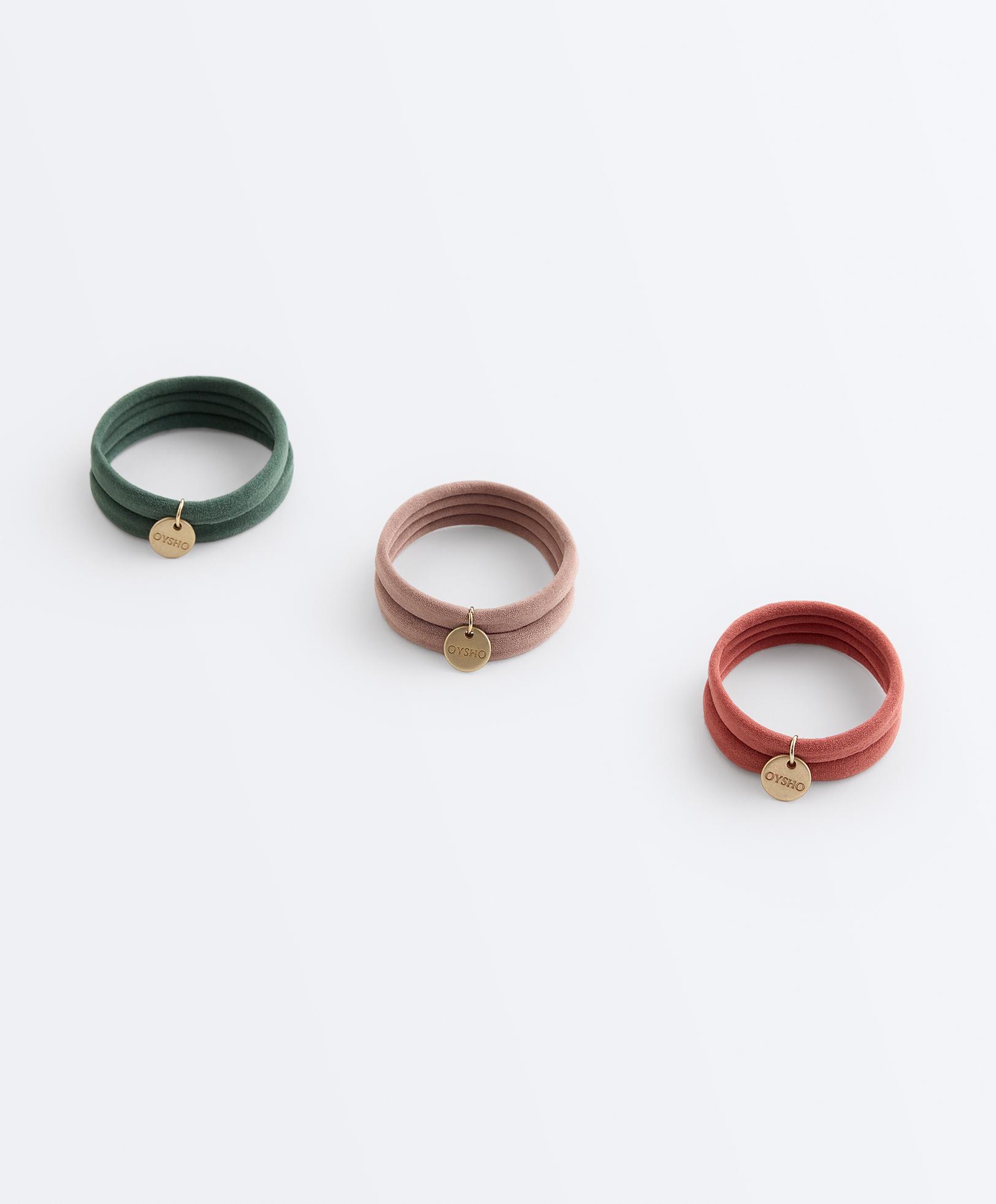 6 Oysho plaque hair ties — ORANGE