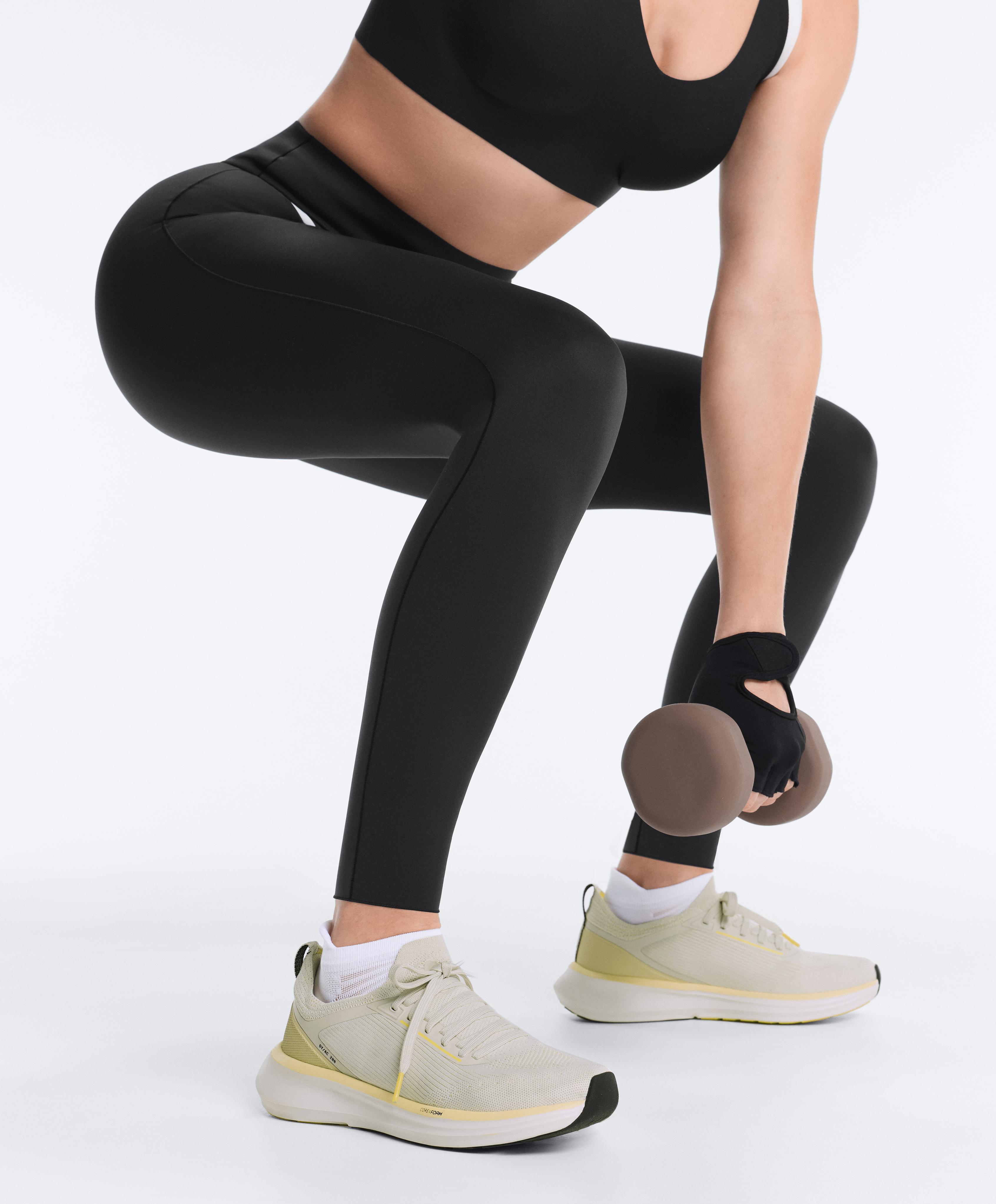 Perfect-adapt high rise ankle-length leggings with contrast detail — BLACK