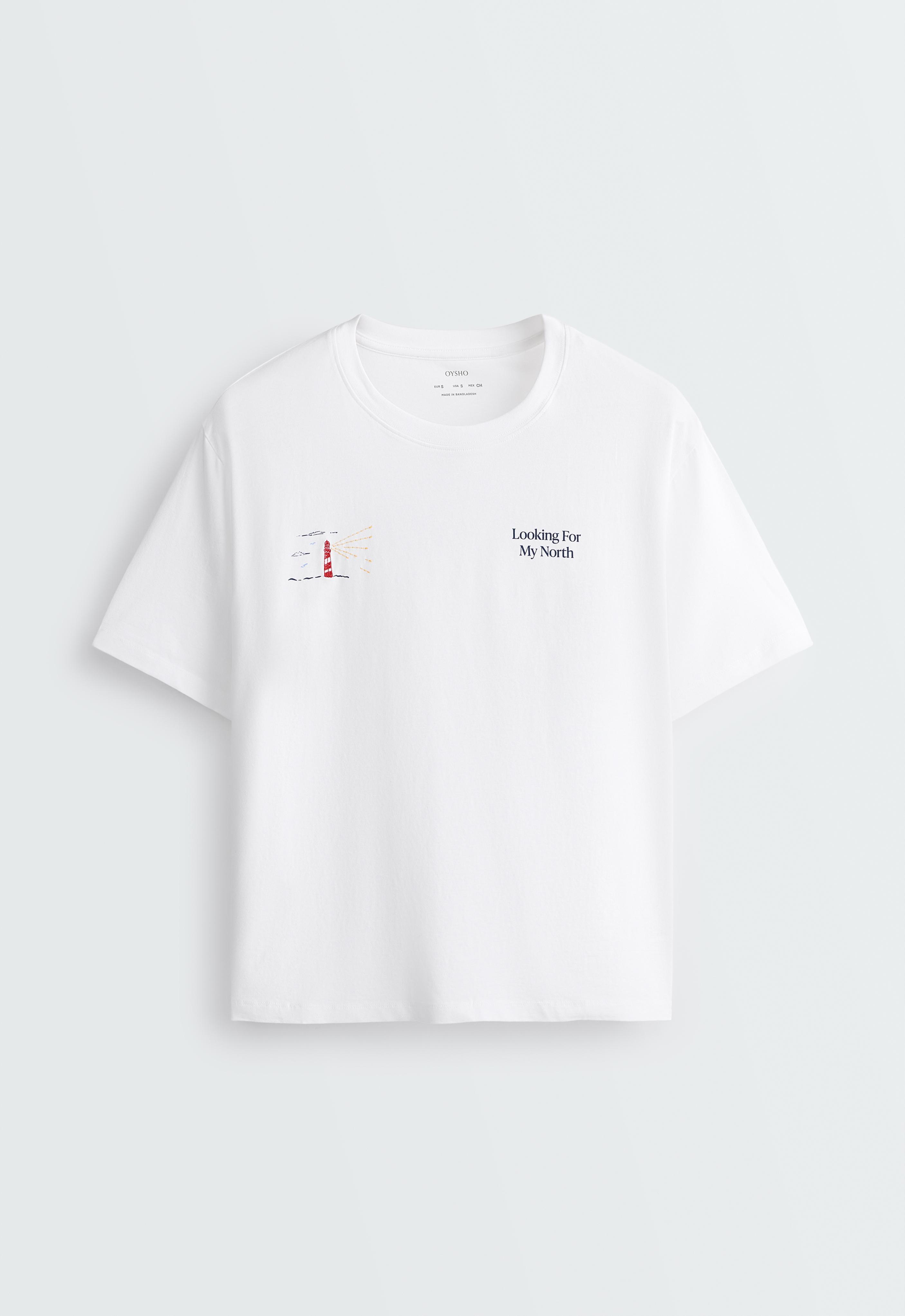Boxy print cotton blend T-shirt — WHITE