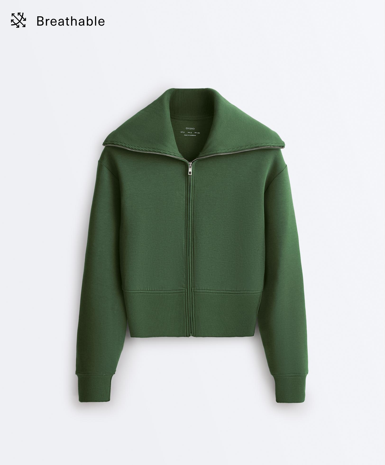 Cotton blend raised neck jacket