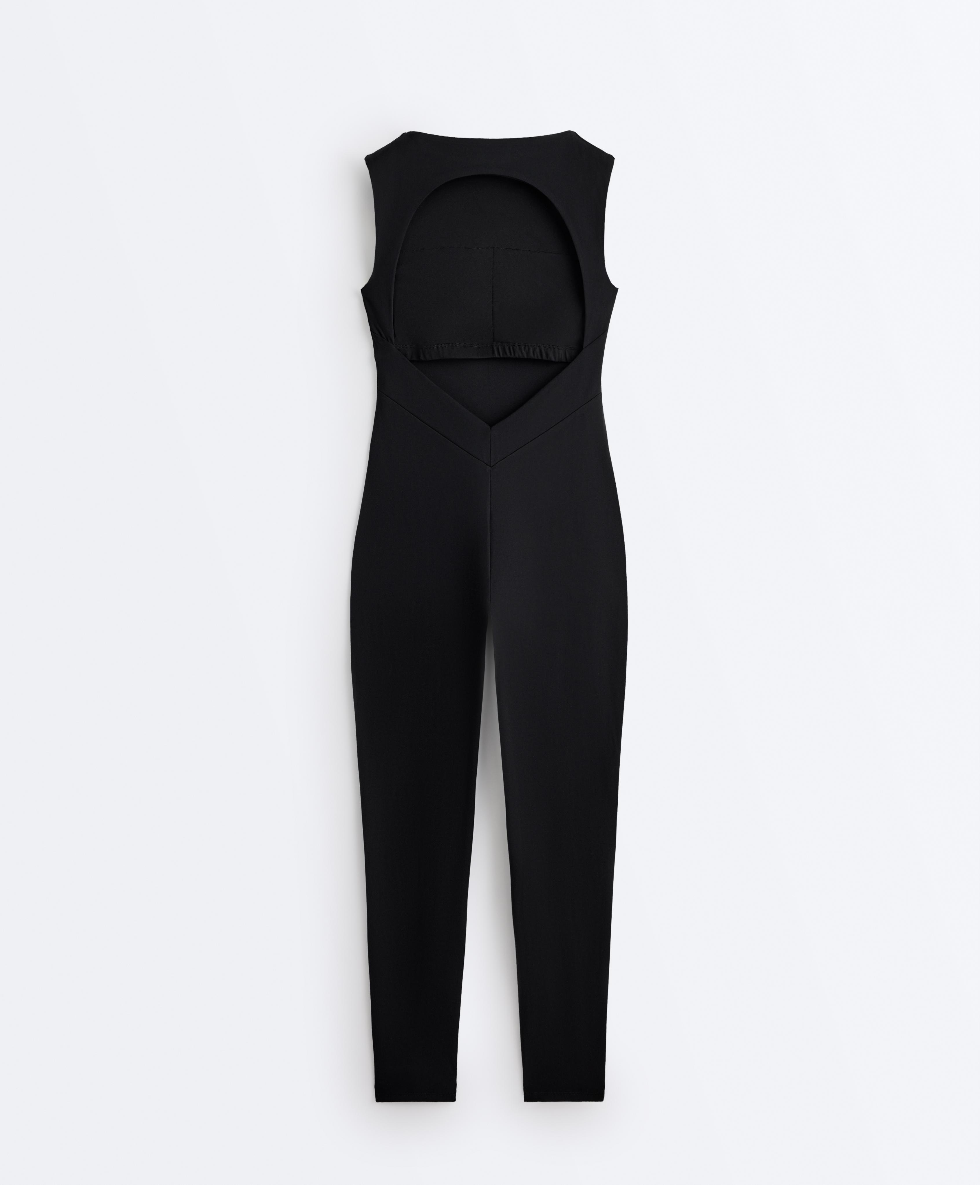 Comfortlux boat neck long jumpsuit — BLACK