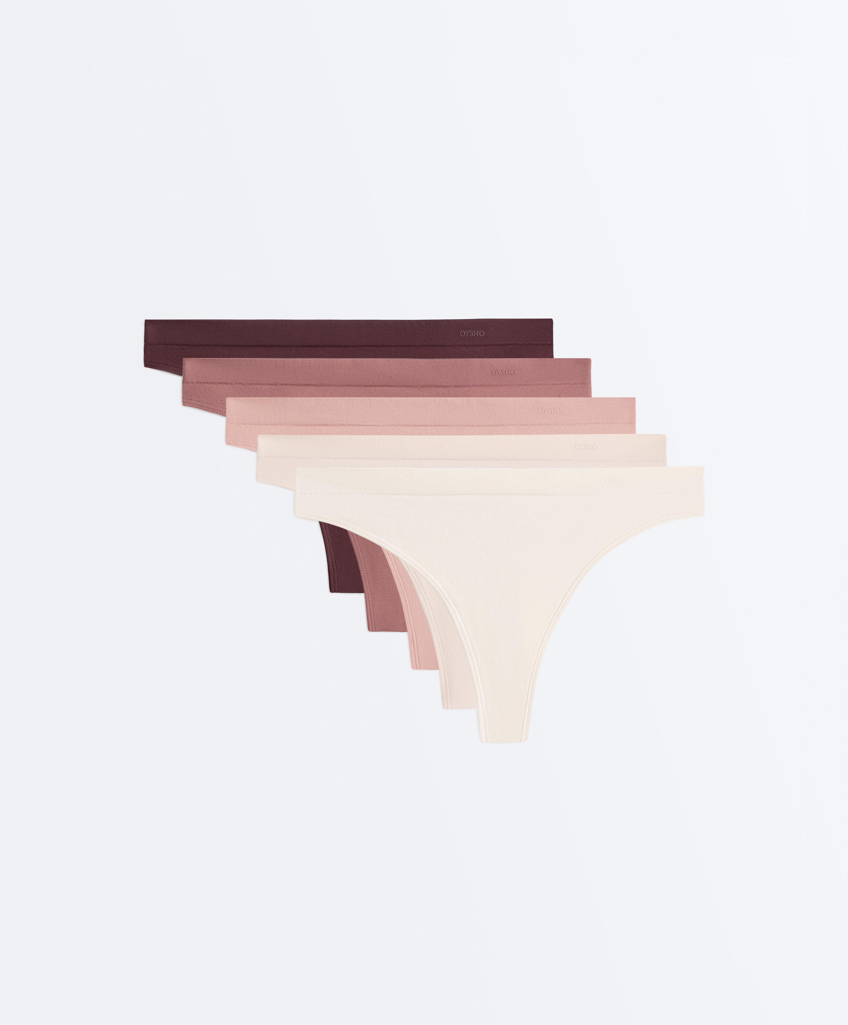5 seamless polyamide blend thongs — PALE PINK