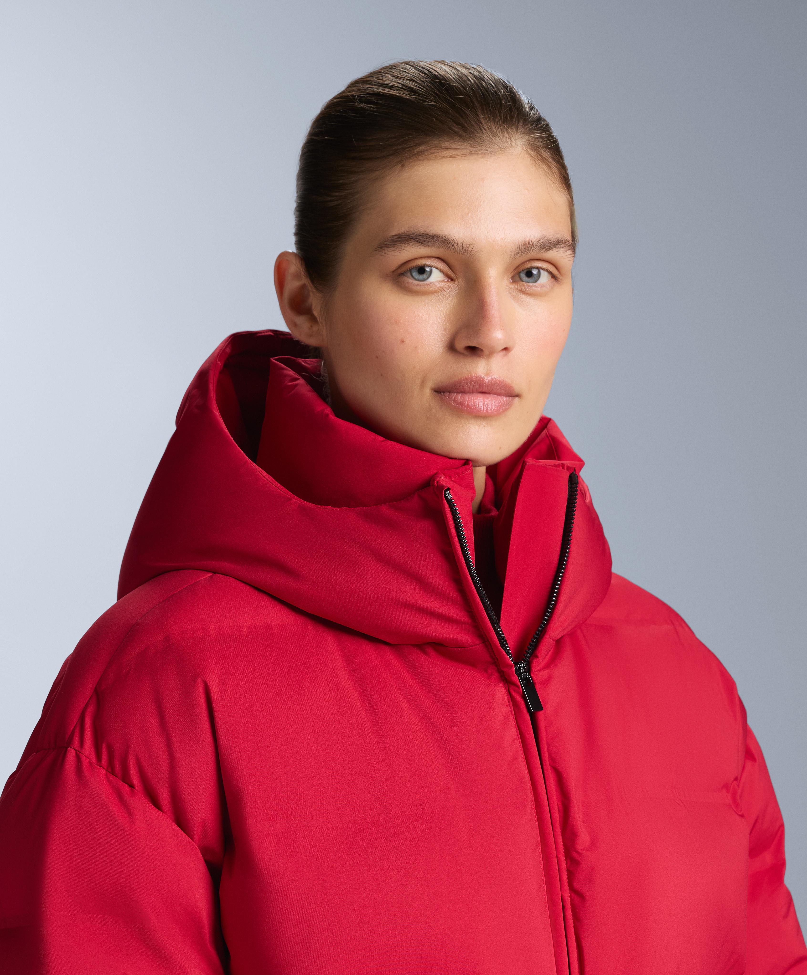 Lightweight padded jacket with 80% down and 20% MINARDI PIUME SKI water-resistant filling — RED
