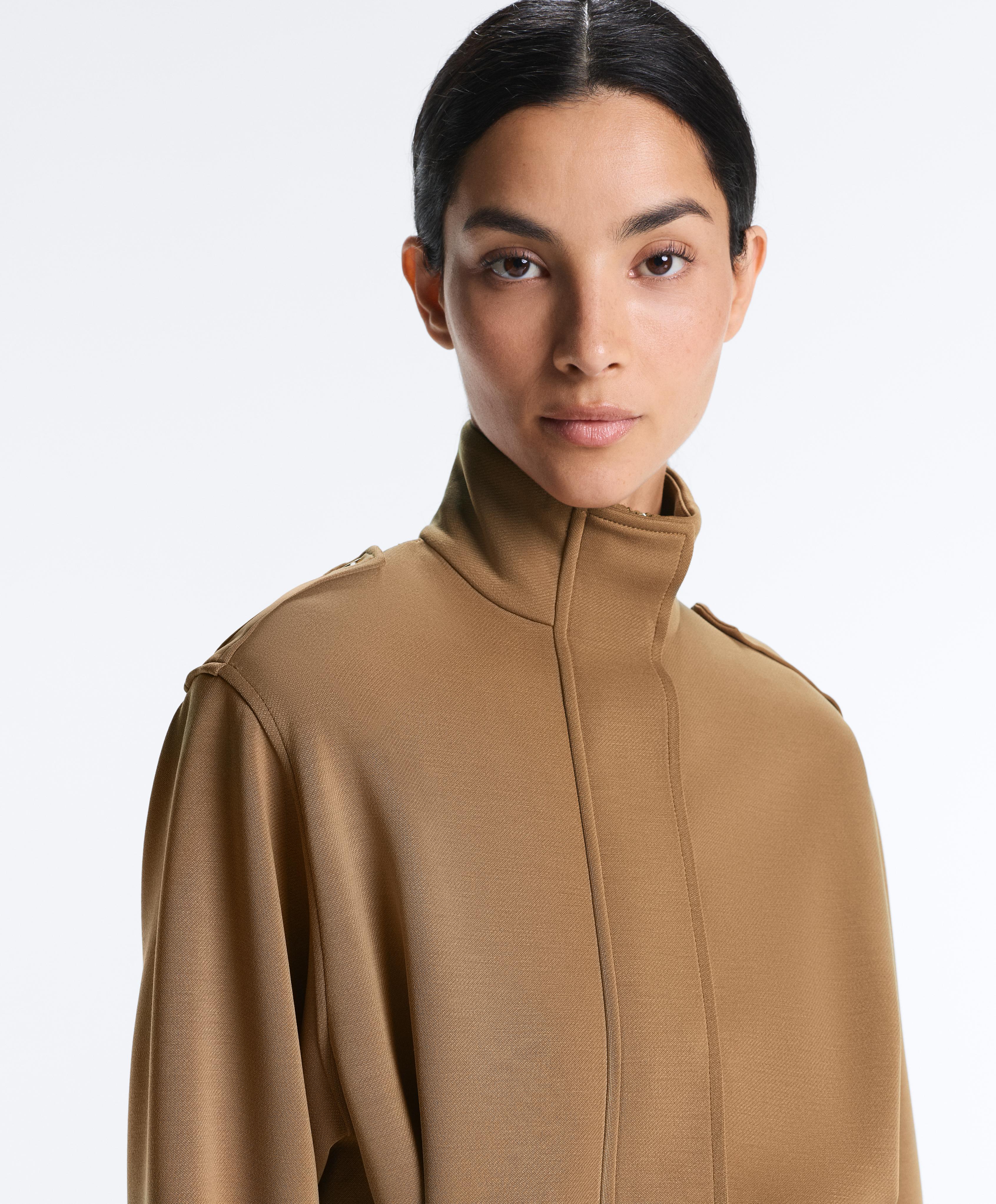 Long utility jacket with cotton and modal twill belt Long utility jacket with cotton and modal twill belt