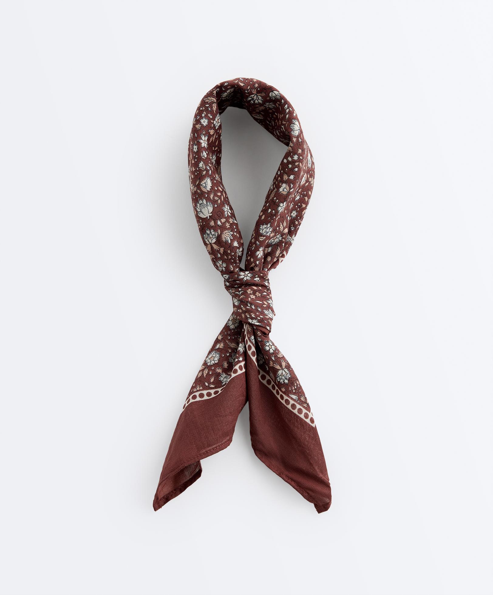 Floral 100% cotton bandana — BURNT ORANGE