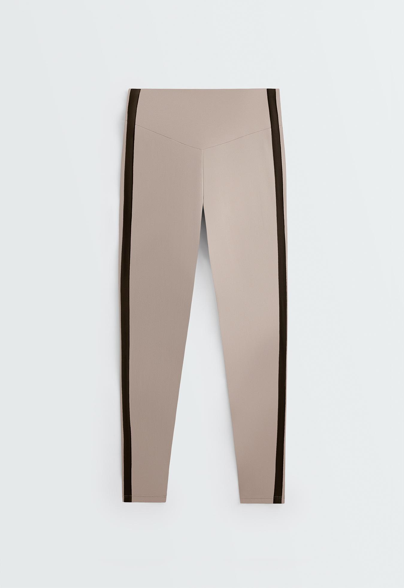 Comfortlux high-rise ankle-length leggings with contrast detail — LIGHT STONE