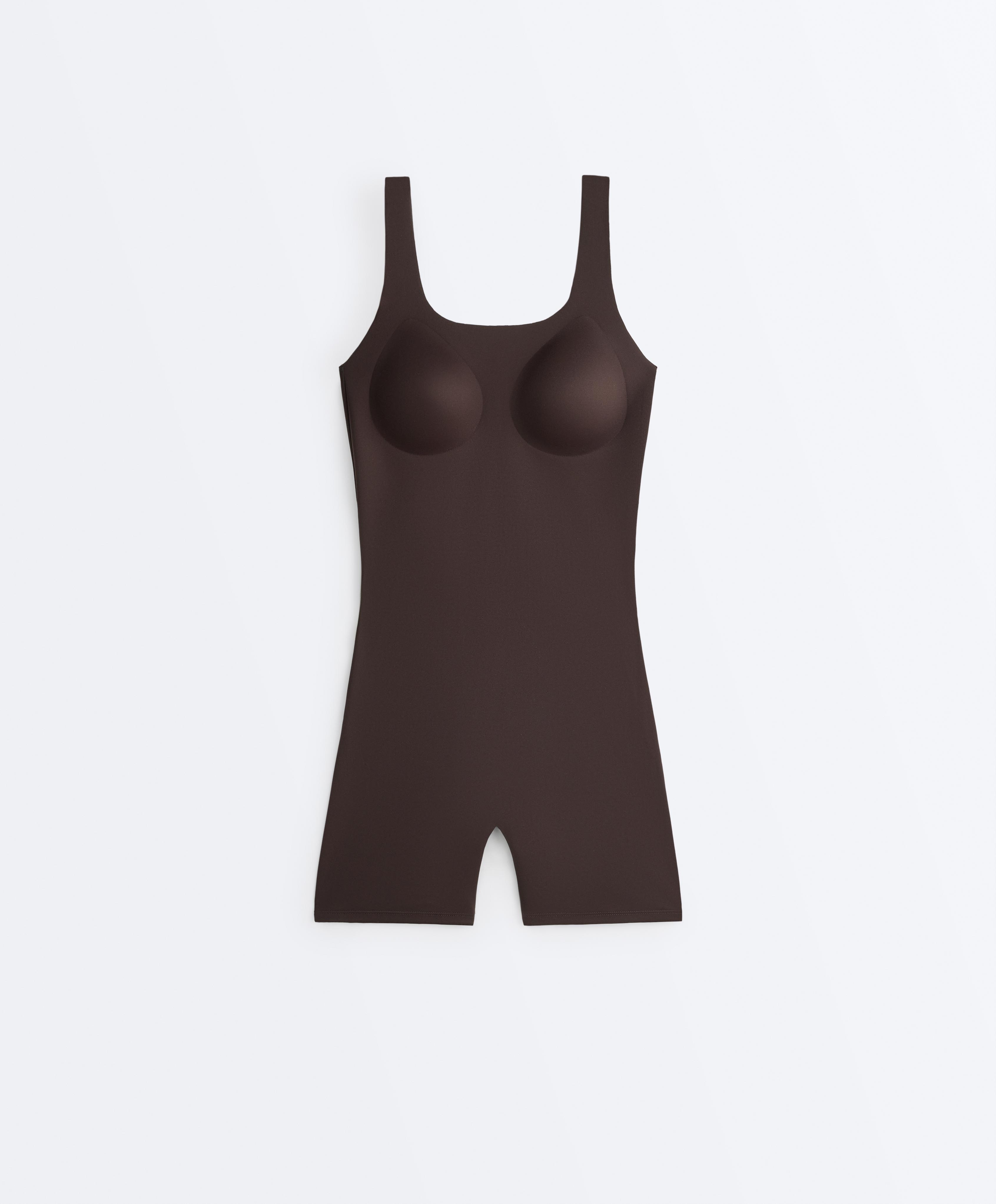 Perfect-adapt strappy short jumpsuit — DARK REDDISH‑BROWN