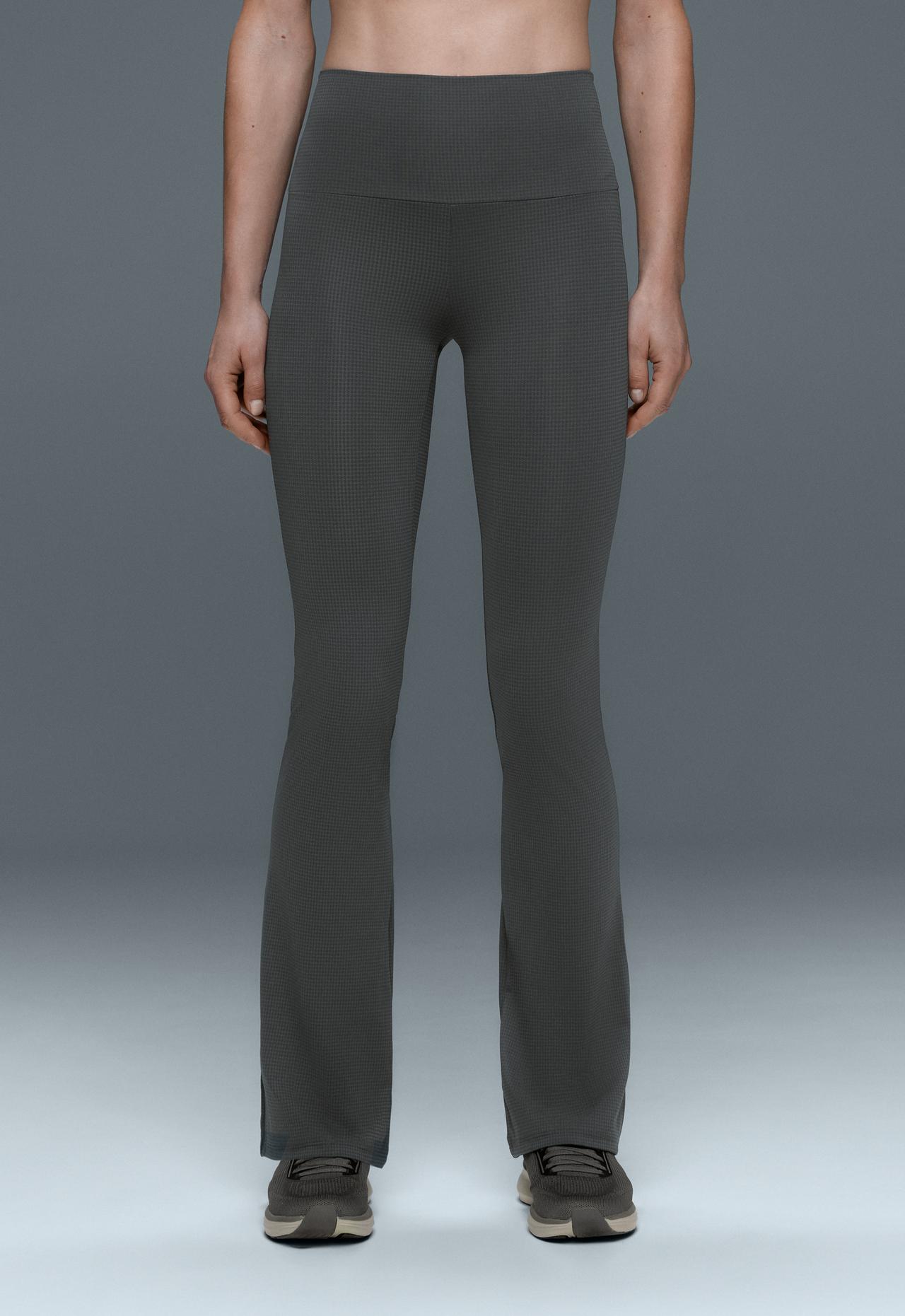 Flare high rise houndstooth trousers — ANTHRACITE