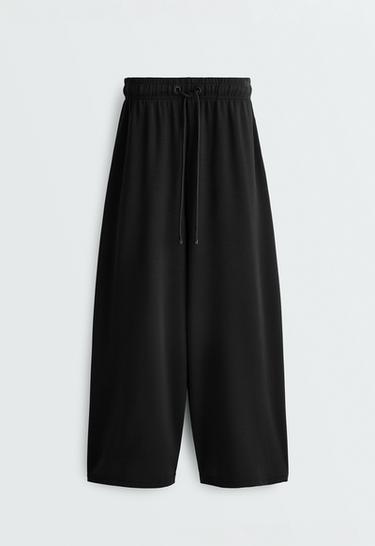 Soft-touch wide-leg crop trousers with modal — BLACK 6
