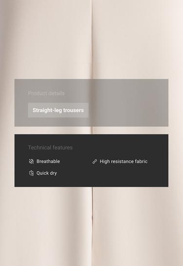 High-waist straight-leg neoprene-effect piping trousers — OATMEAL 2