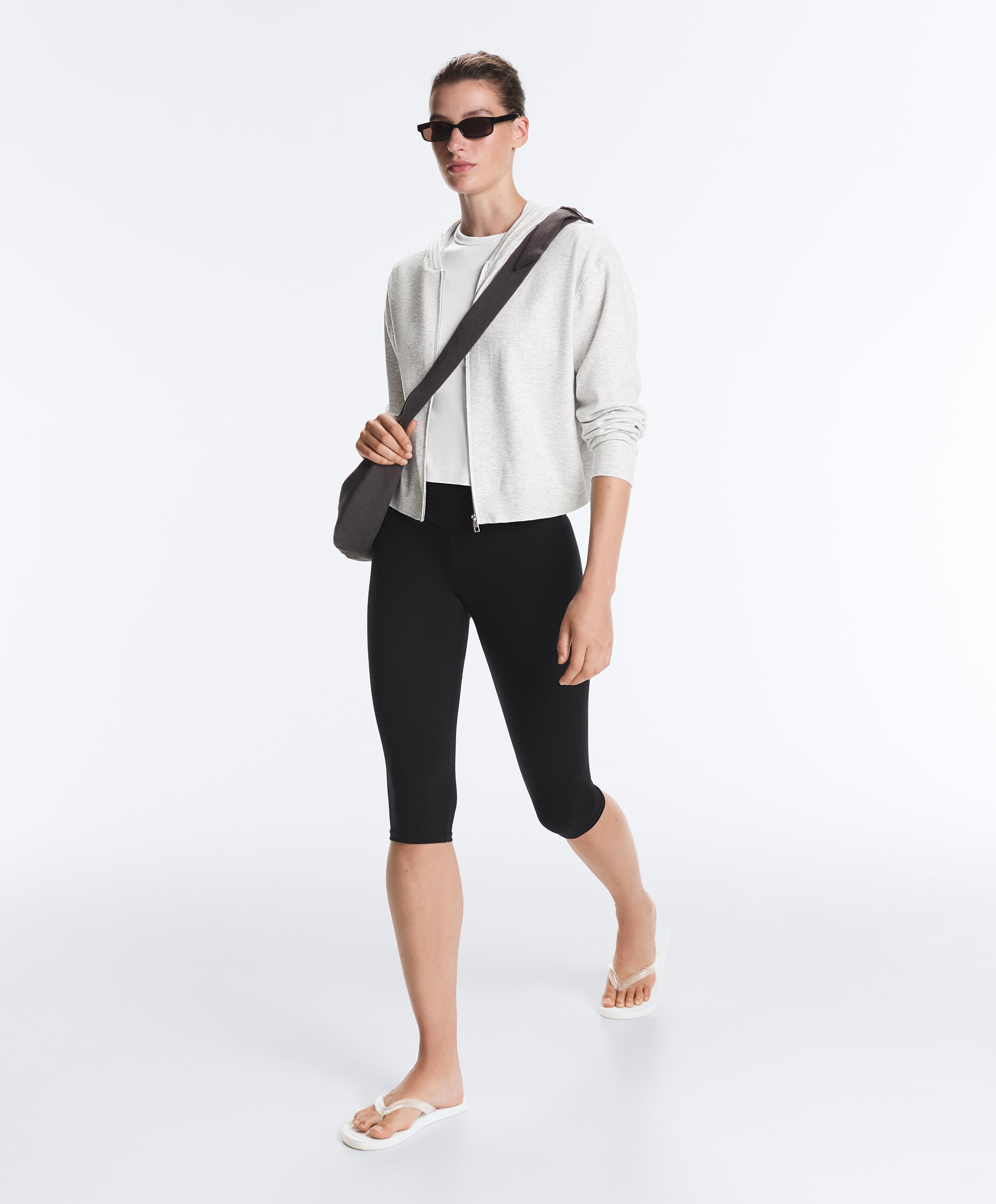 Knit hooded jacket — PALE GREY MELANGE