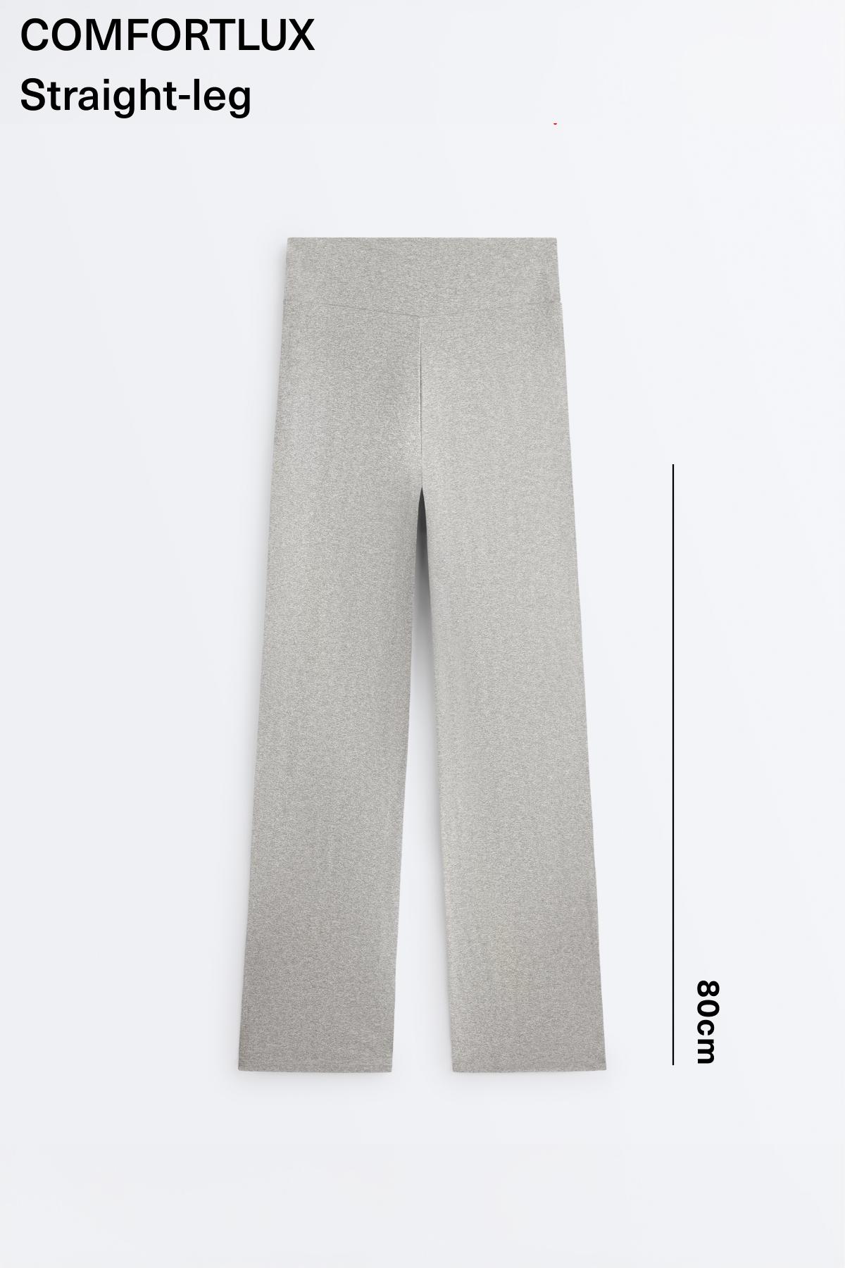 Comfortlux high-waisted straight-leg heathered trousers — GREY MELANGE