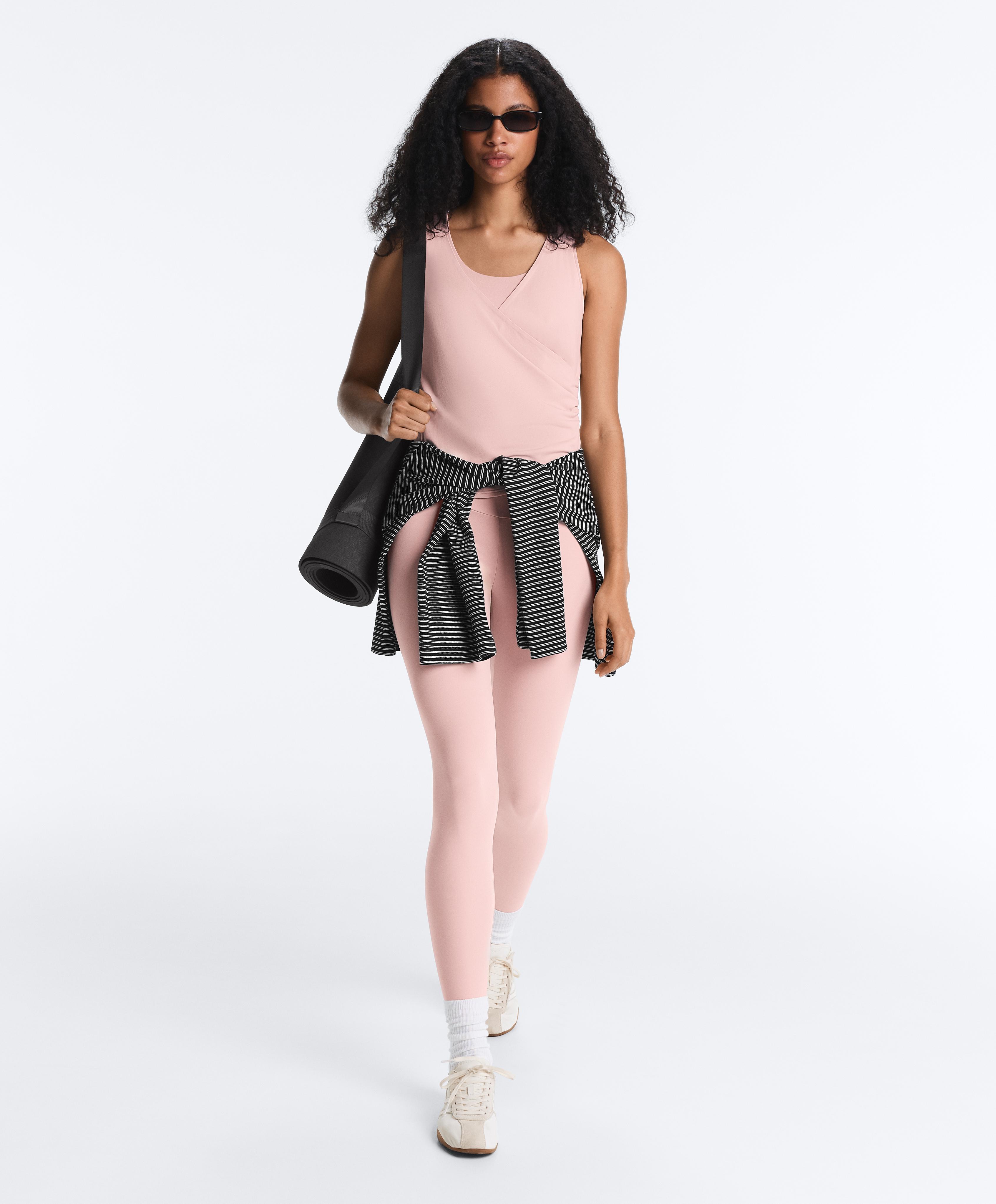 Cross-over sleeveless Comfortlux T-shirt — NUDE PINK