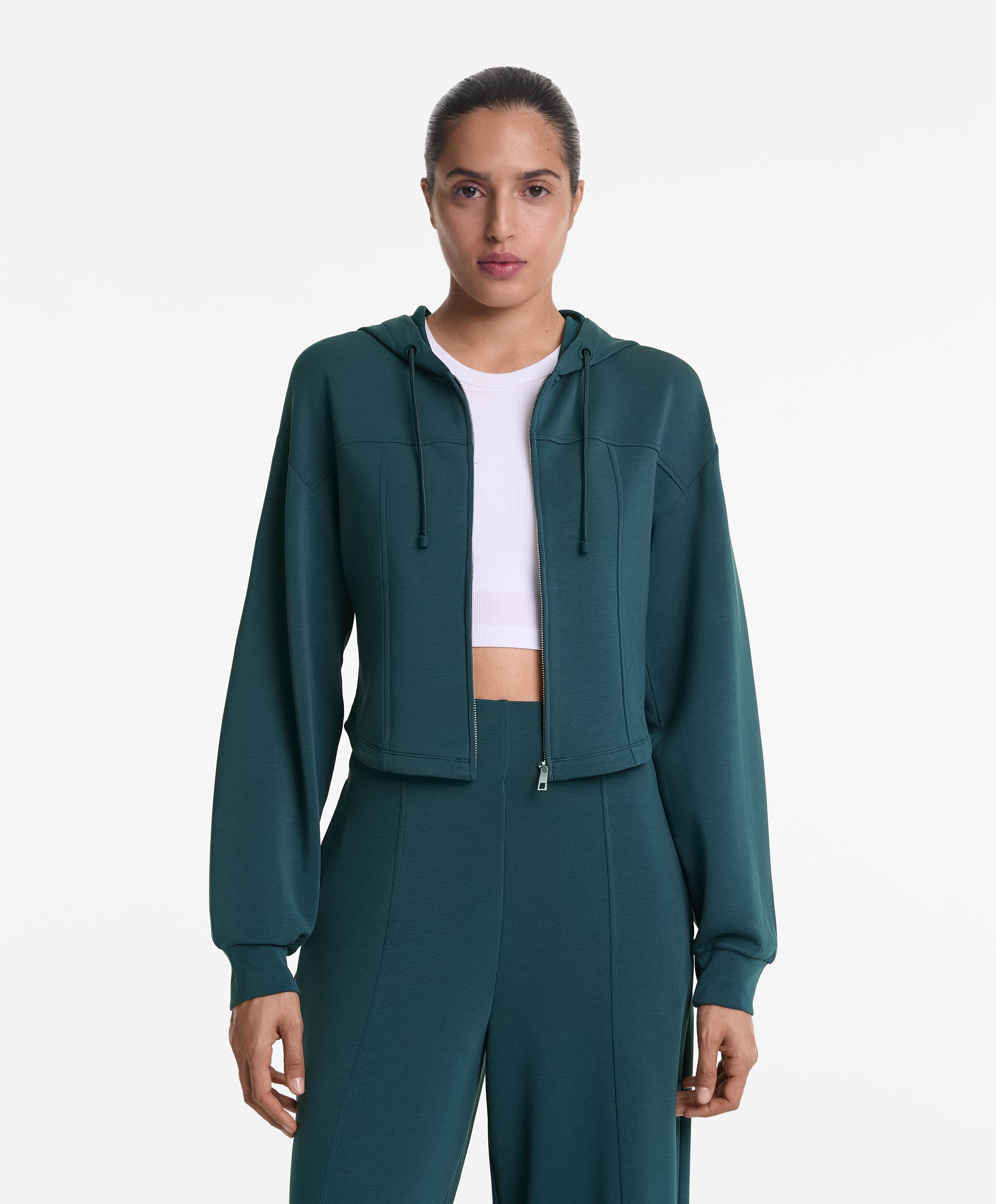 Crop jacket with soft-touch modal