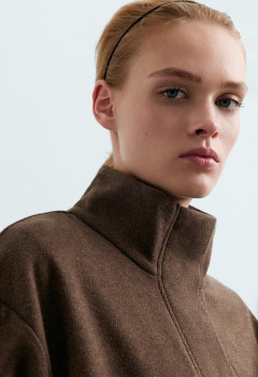 Long herringbone jacket — BROWN 4
