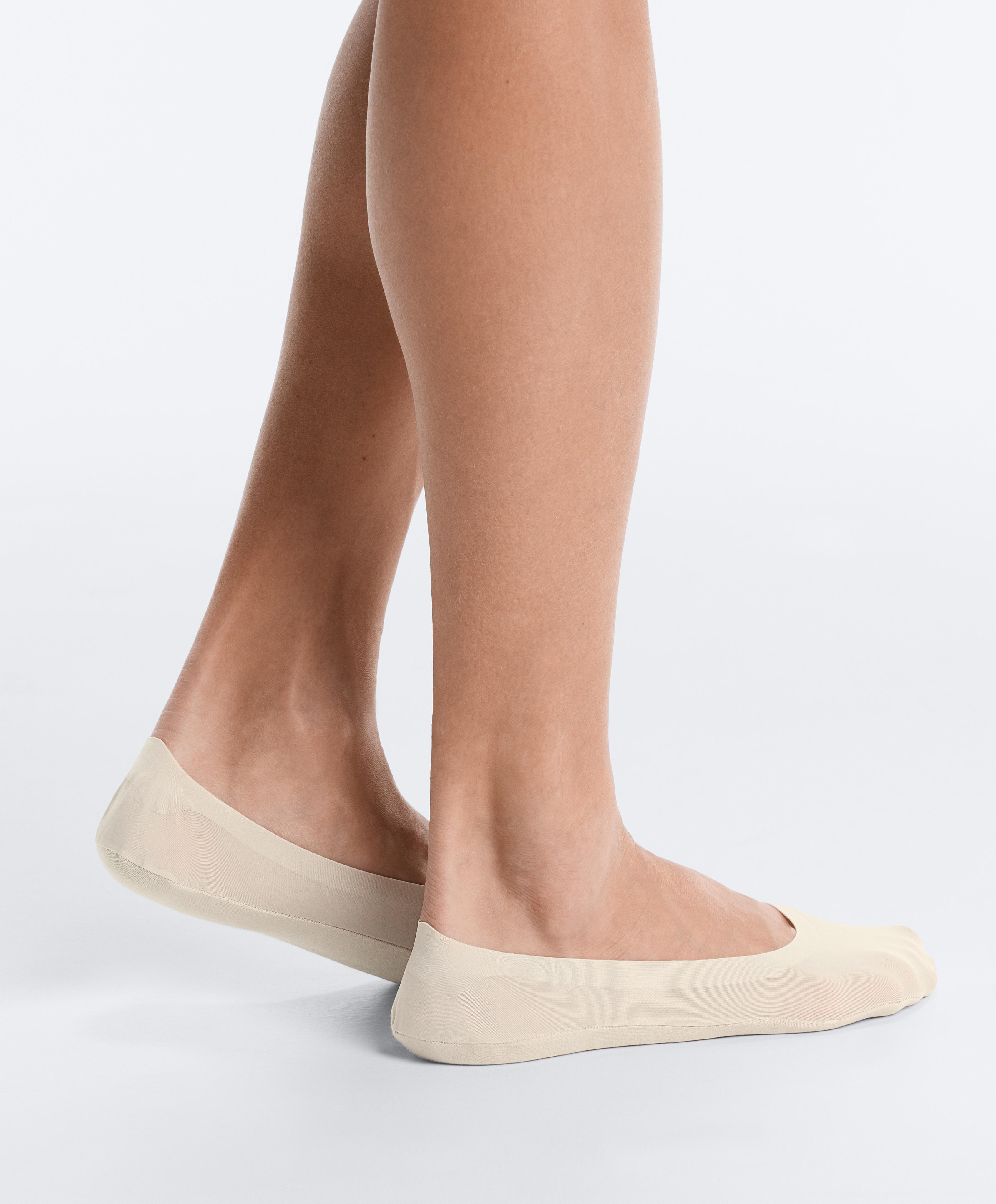 2 pairs of medium-cut invisible microfibre socks — PALE PINK