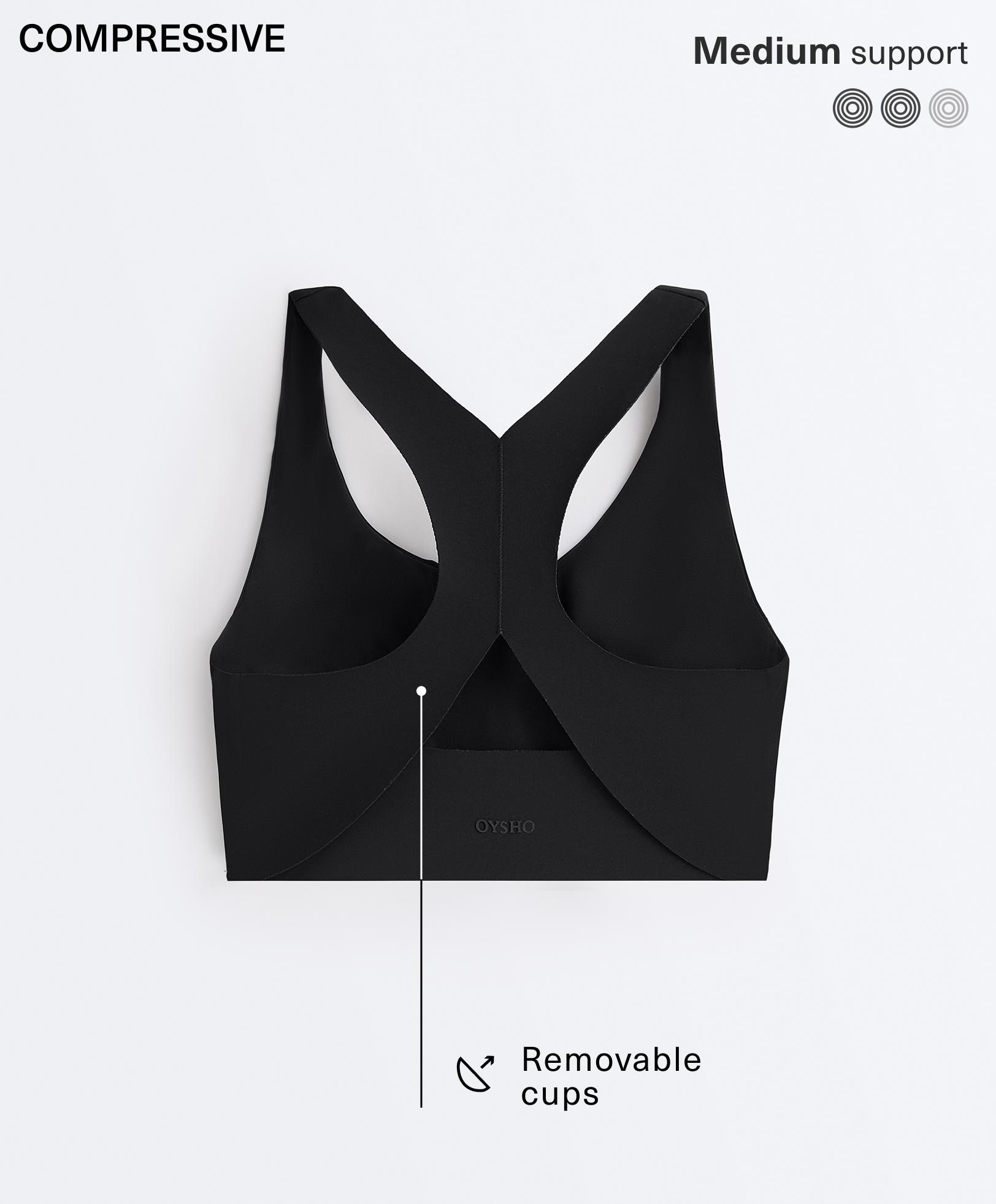 Compressive medium-support bra with cups