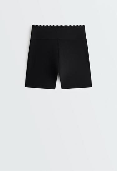 Comfortlux V-waist 10cm hot pants with contrast stitching — BLACK 7