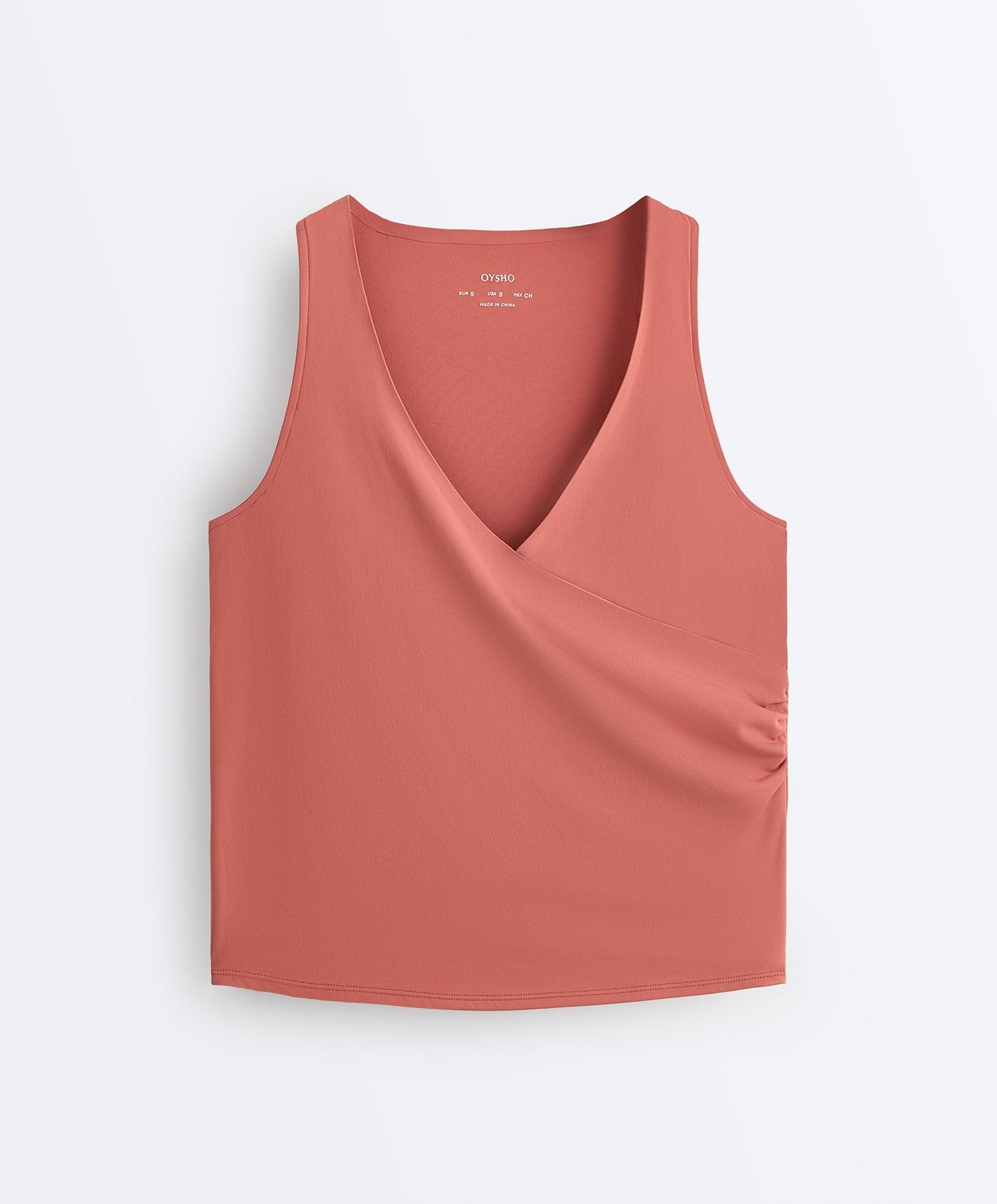 Cross-over sleeveless Comfortlux T-shirt — ROSETTE BLUSH