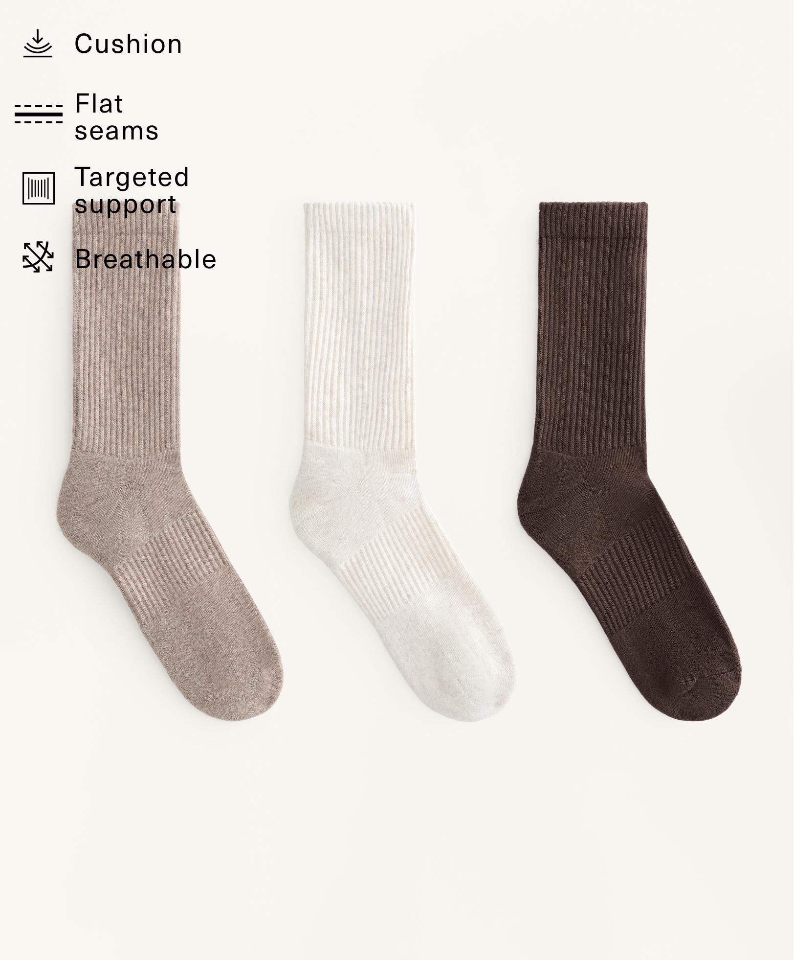 3 pairs of classic cotton blend sports socks