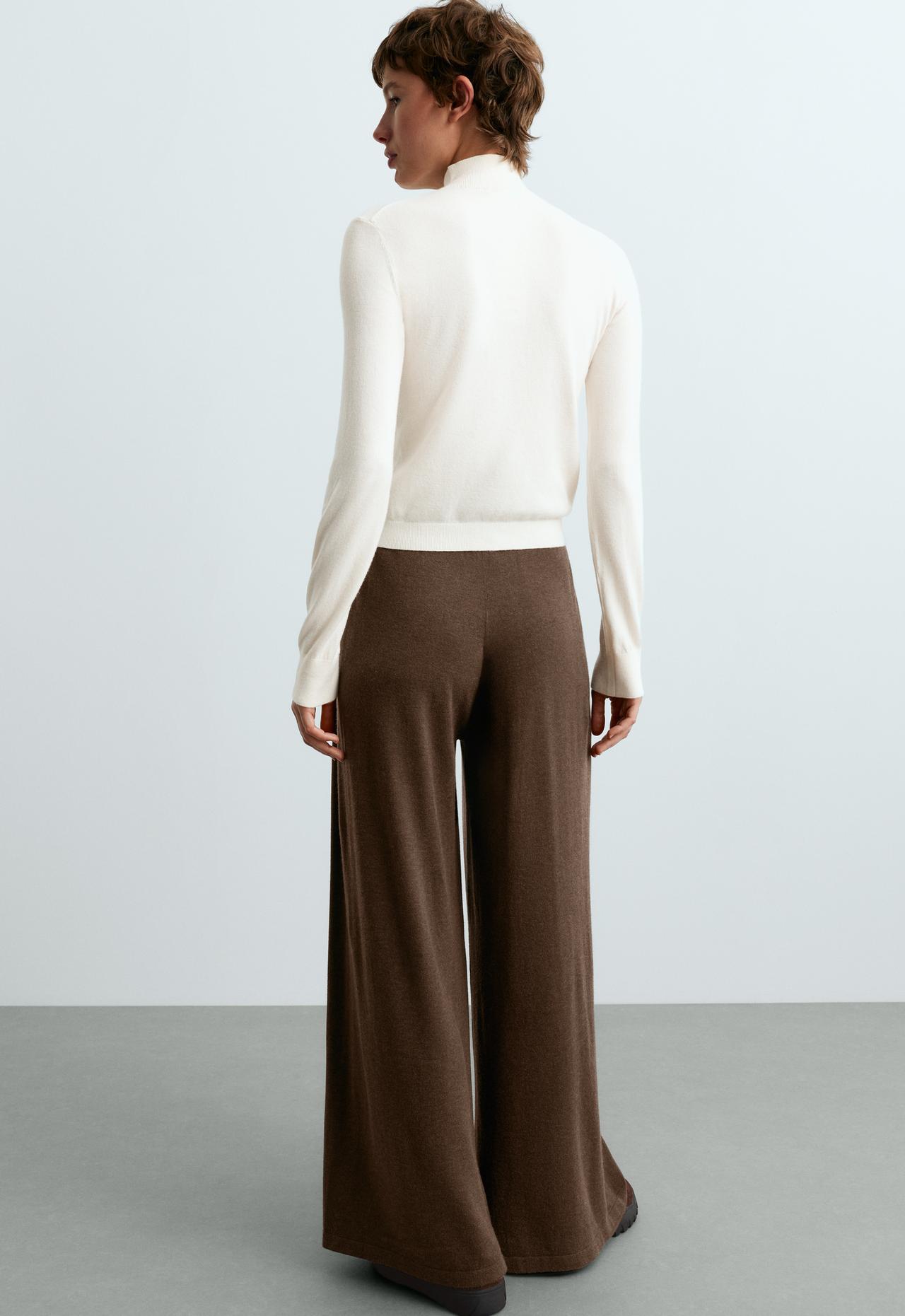 Wide-leg pleated knit trousers — TAUPE