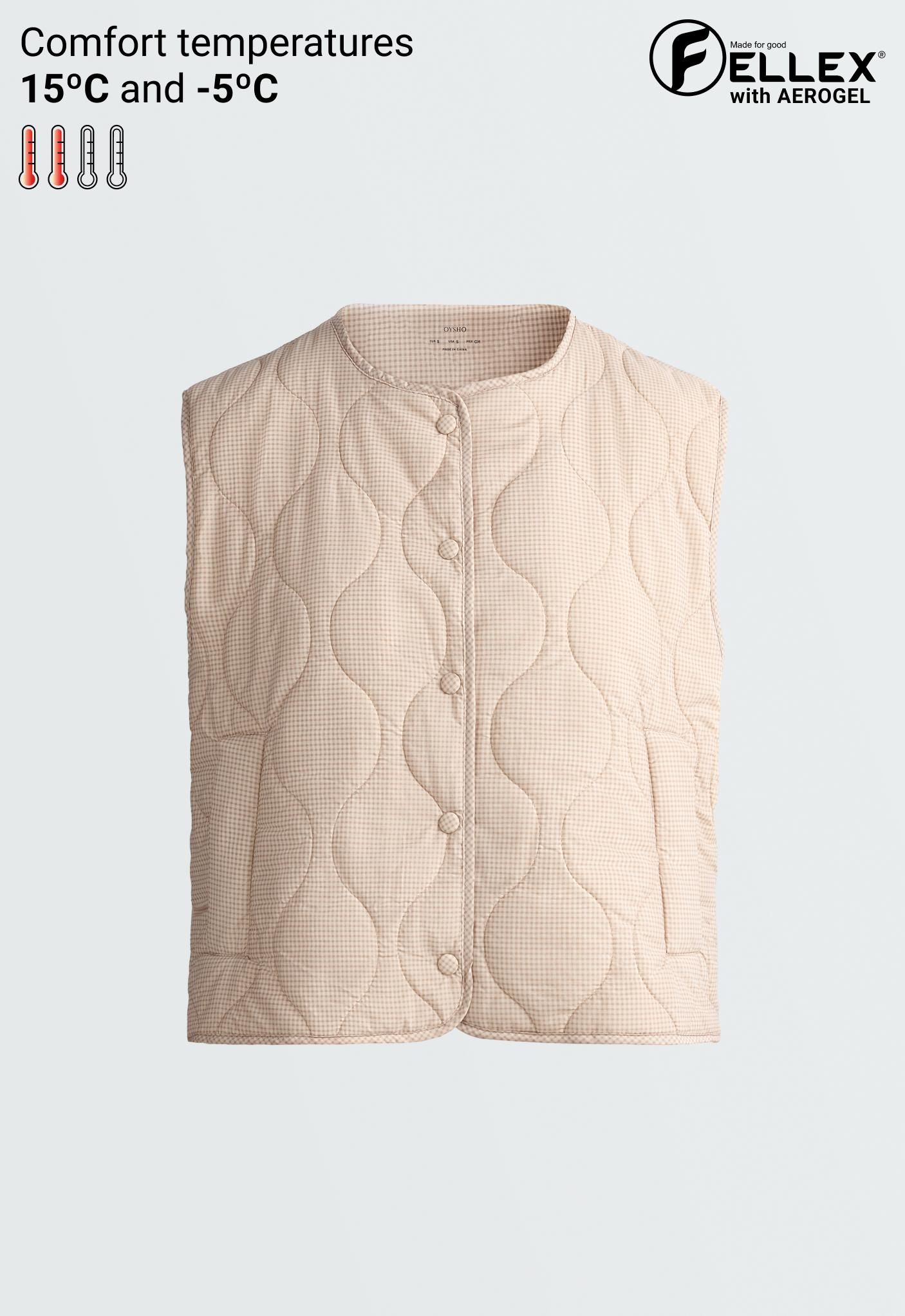 FELLEX® AEROGEL padded gingham gilet — BEIGE