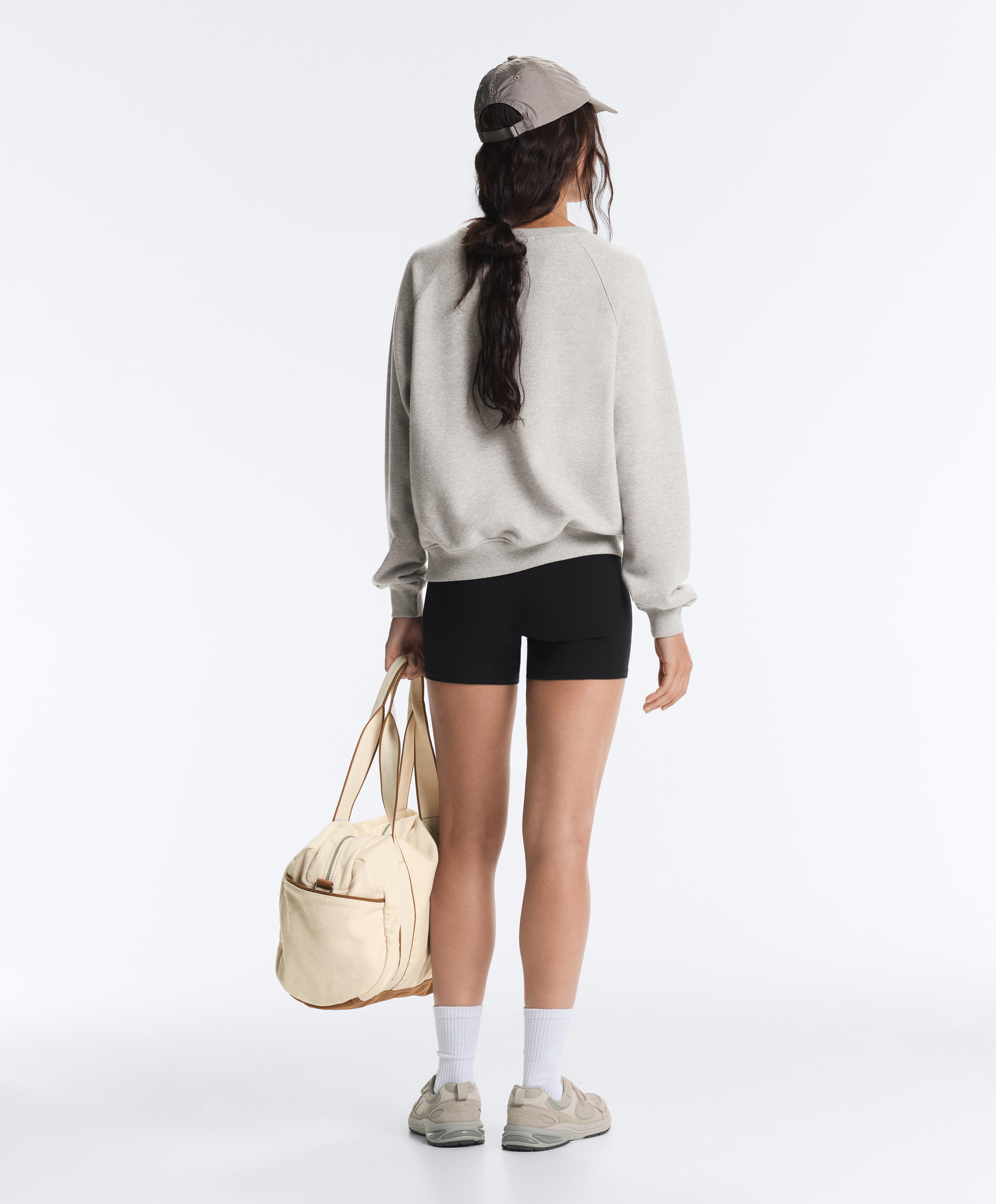 Cotton-blend fleece round neck sweatshirt — MID-GREY MELANGE