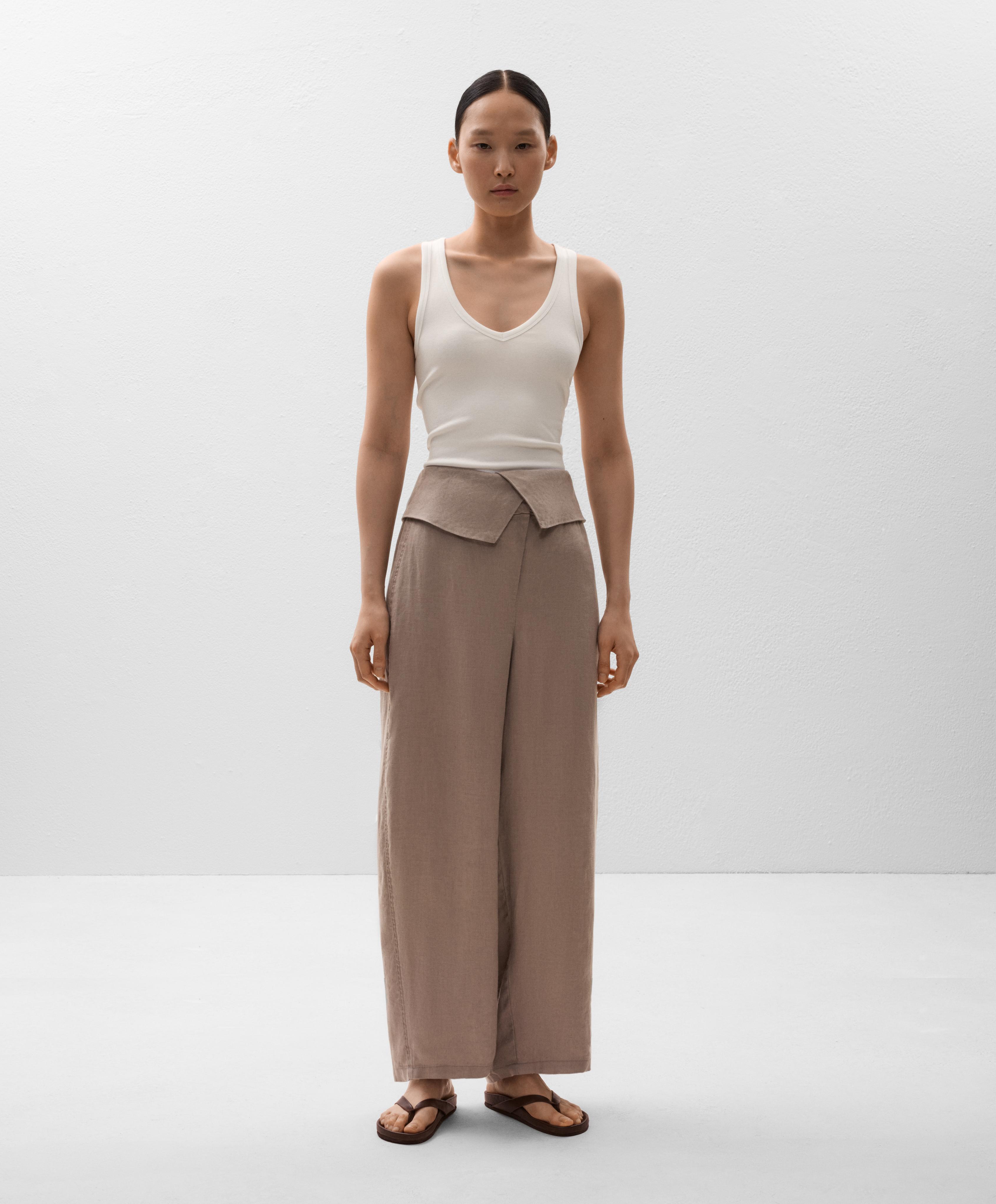 100% linen turn-up waistband trousers - Sale 100% linen turn-up waistband trousers - Sale