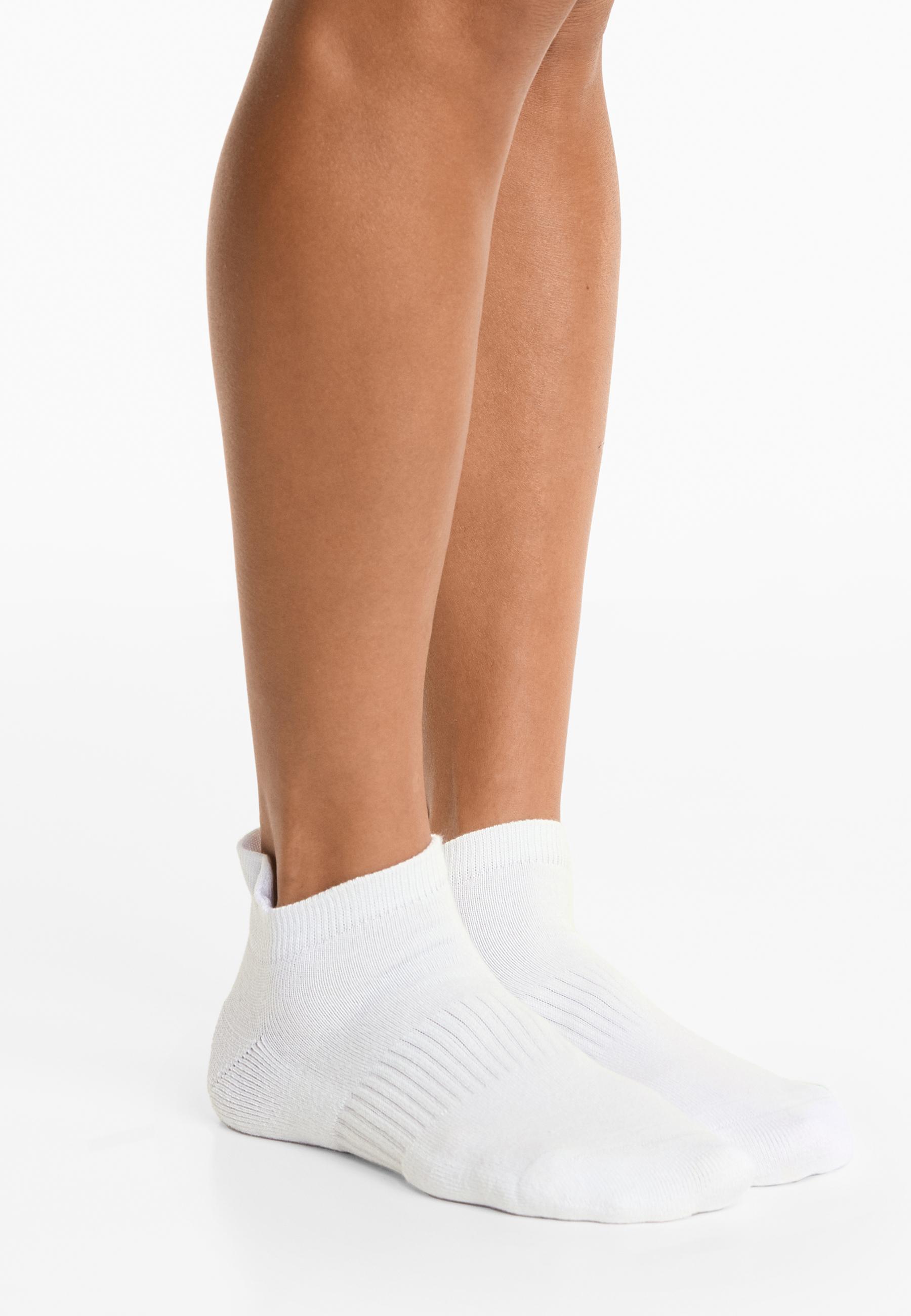 3 pairs of cotton blend sports sneaker socks with heel tab — WHITE