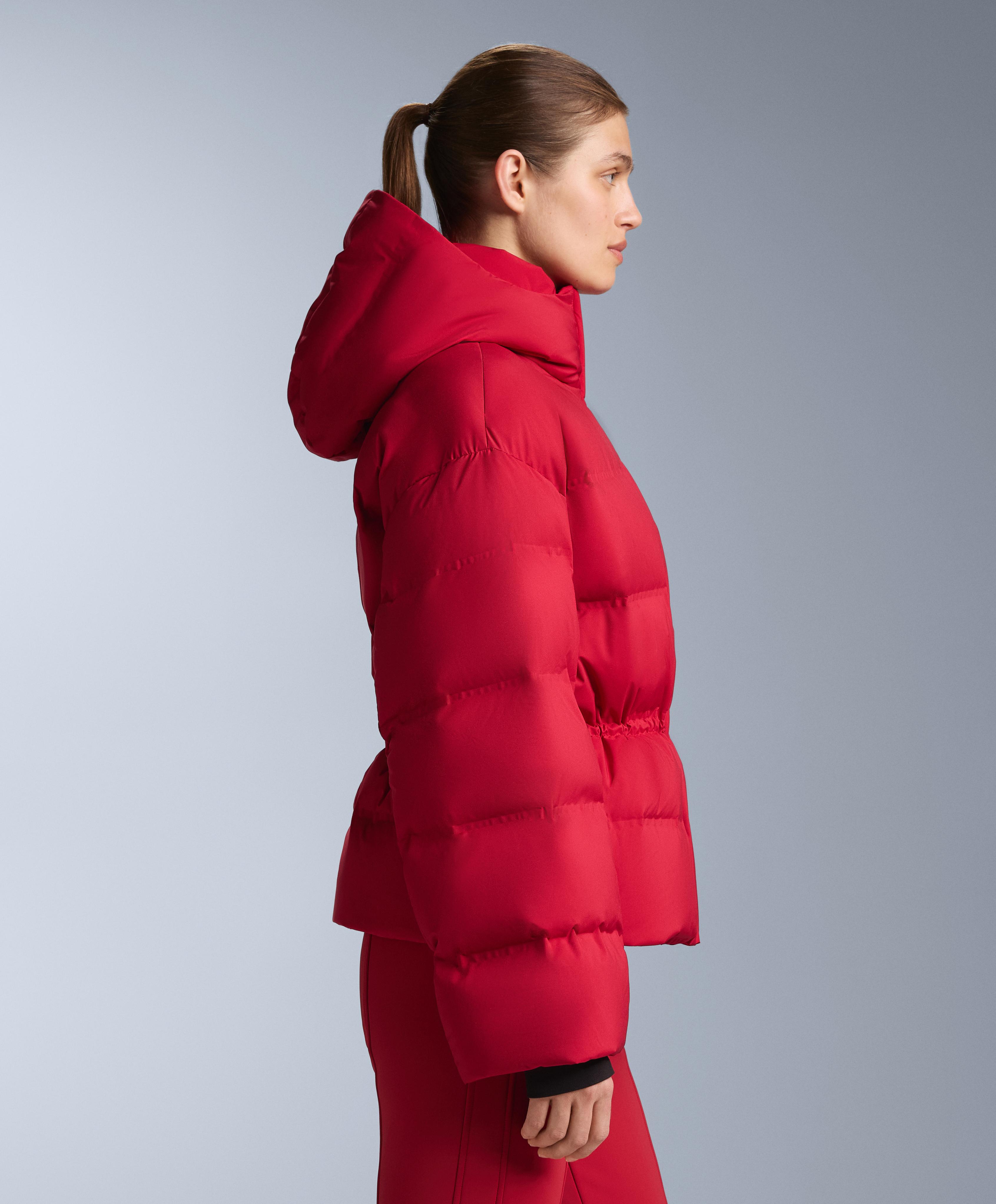 Lightweight padded jacket with 80% down and 20% MINARDI PIUME SKI water-resistant filling — RED