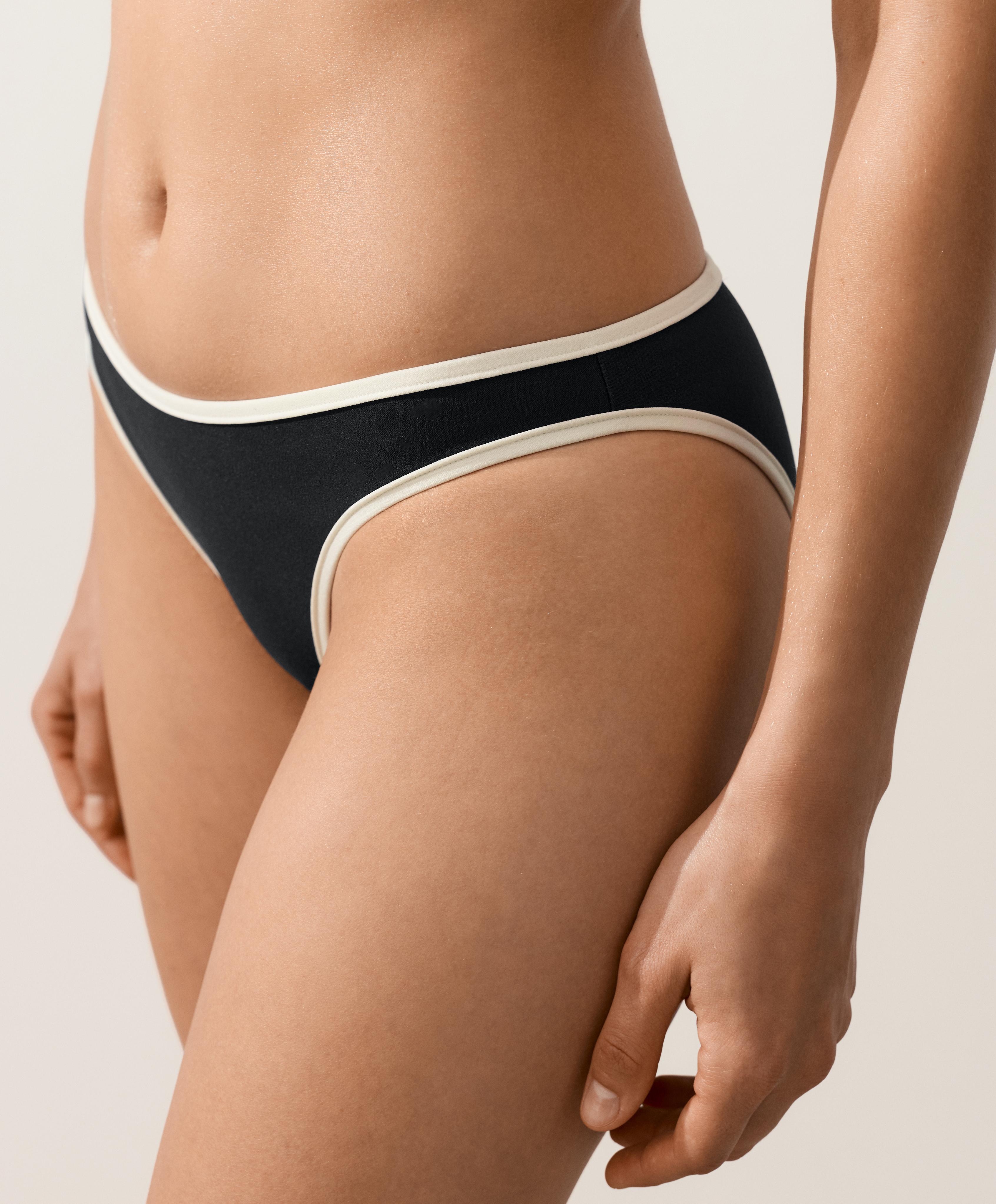 Contrast trim classic bikini briefs — BLACK