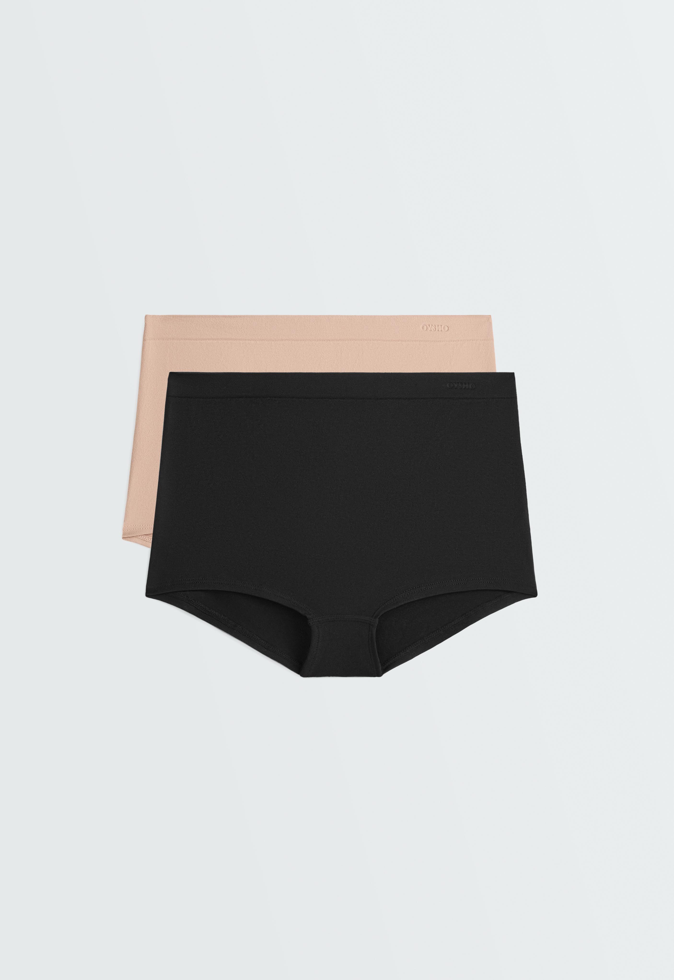 2 seamless soft-touch shortie briefs — BLACK