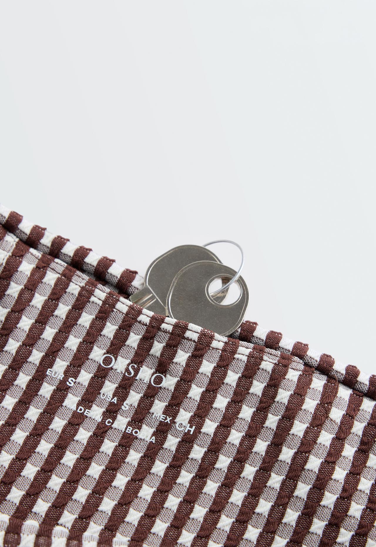20cm high-rise Comfortlux gingham biker leggings — DARK REDDISH‑BROWN