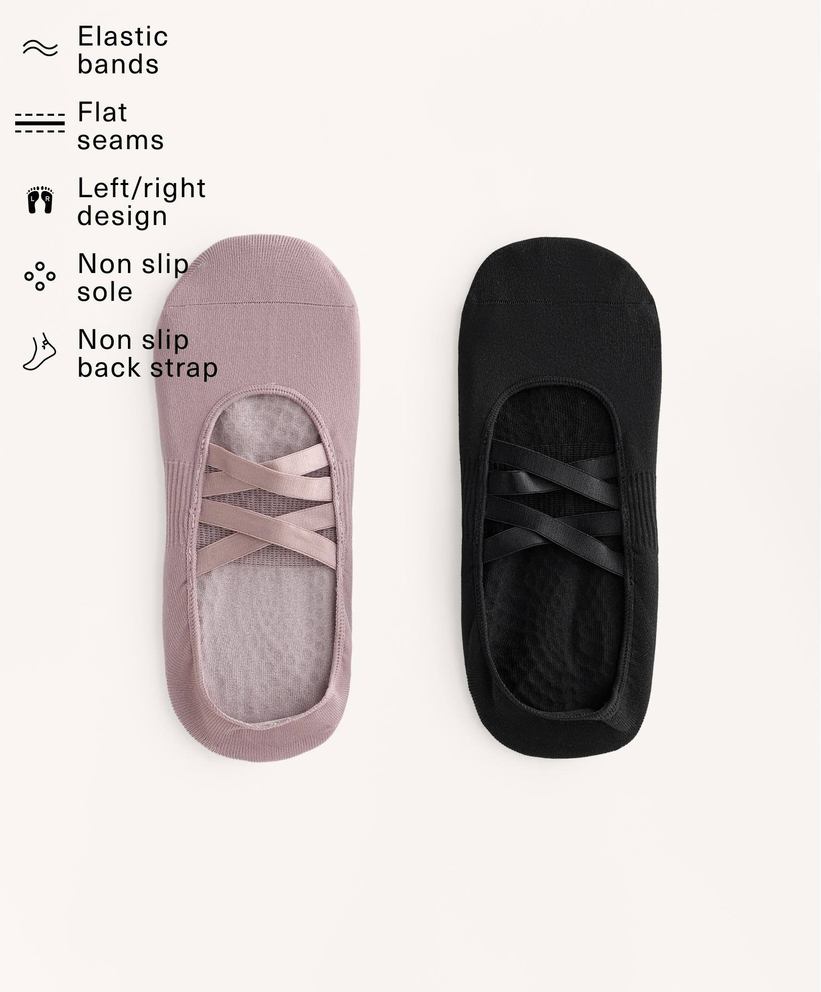 2 pairs of yoga and pilates polyamide blend double strap socks