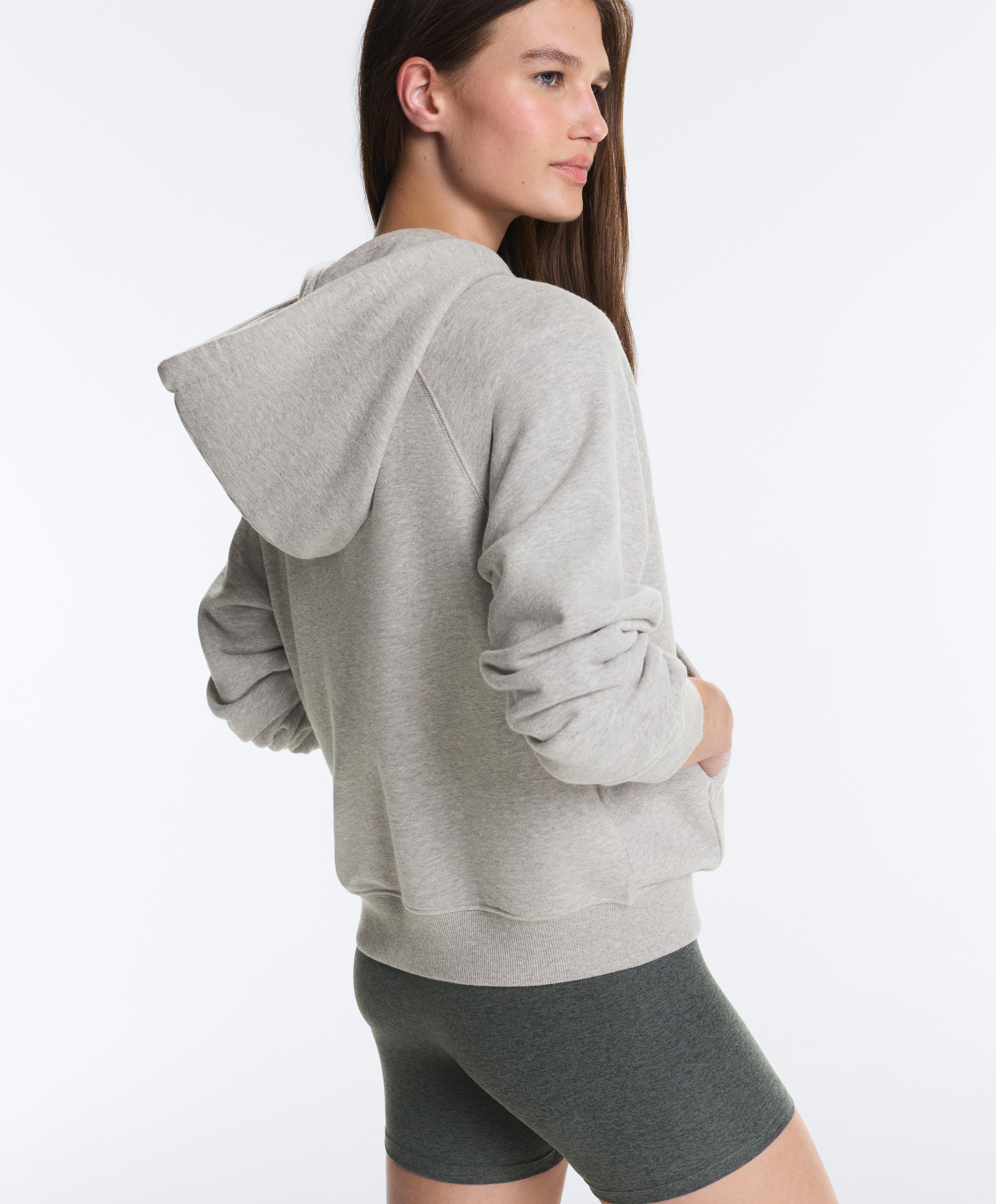 Zip-up fleece hoodie — MID-GREY MELANGE
