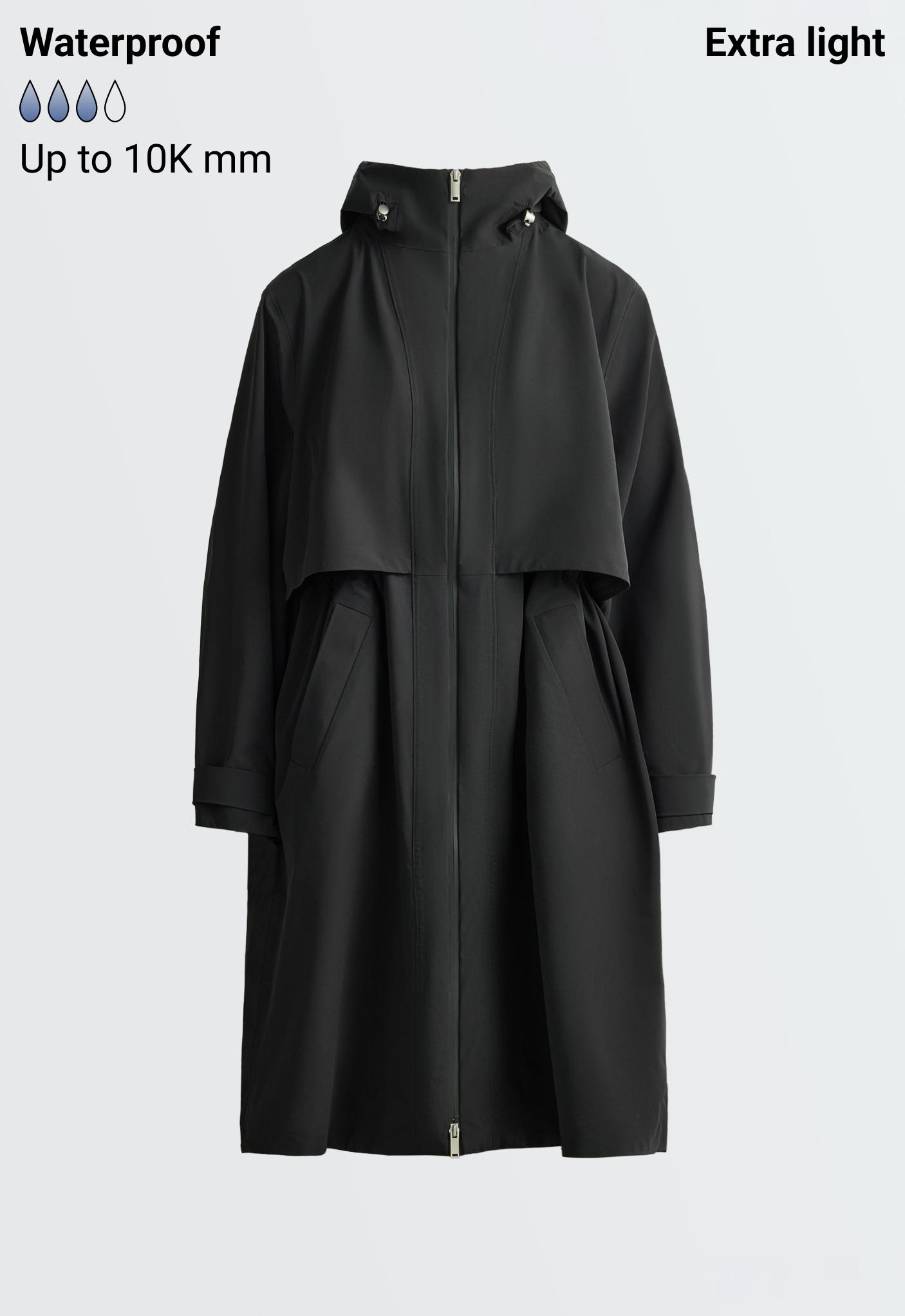 Extra lightweight long 10k waterproof jacket — BLACK