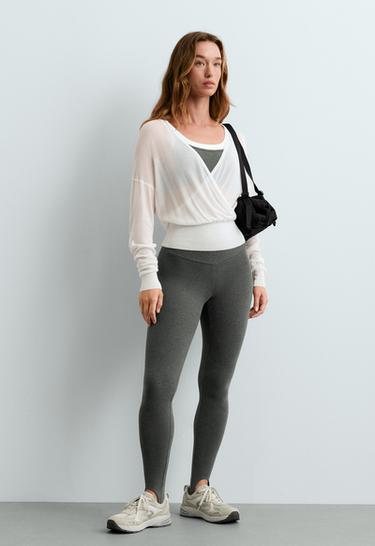 Cross-over knit t-shirt, lyocell blend, sheer — WHITE  1