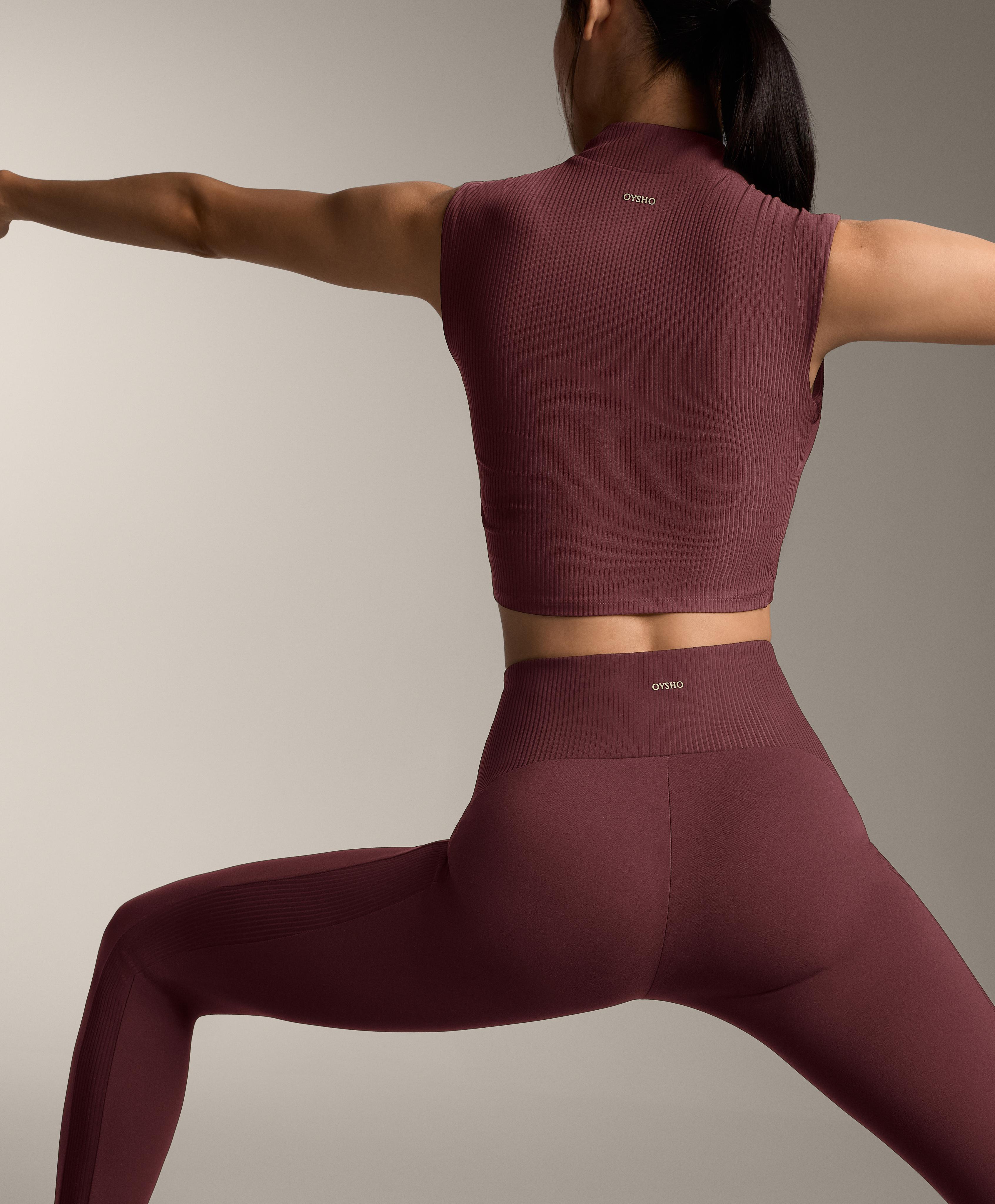 Comfortlux high-rise ankle-length rib leggings — MAROON
